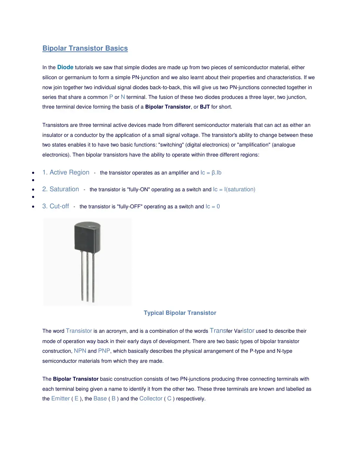 غلاف كتاب Bipolar Transistor Basics