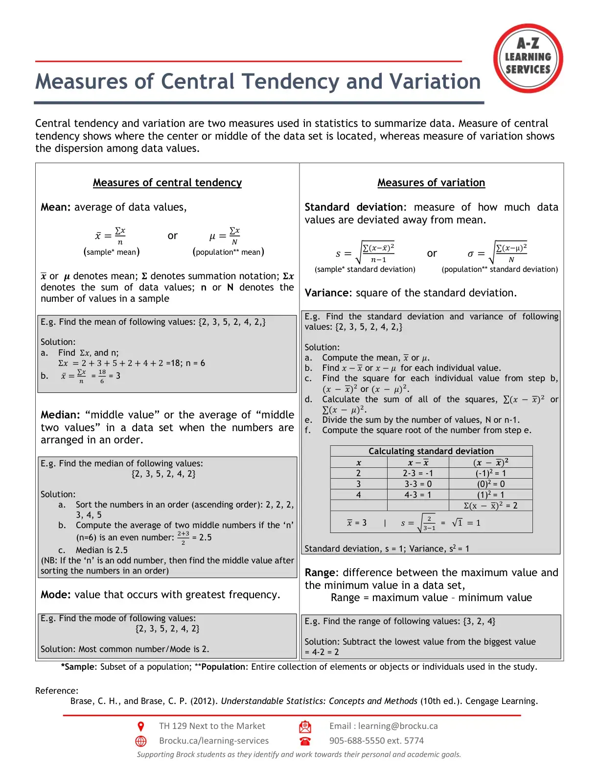غلاف كتاب Measures of Central Tendency and Variation