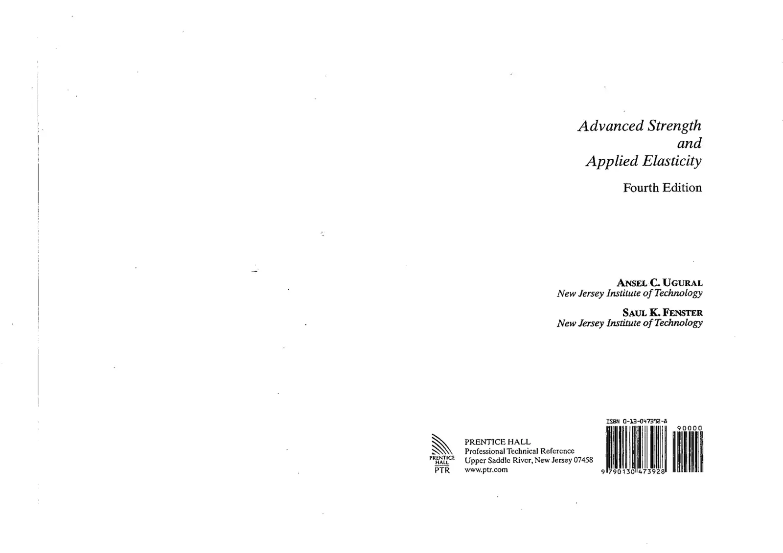 غلاف كتاب Advanced Strength and Applied Elasticity