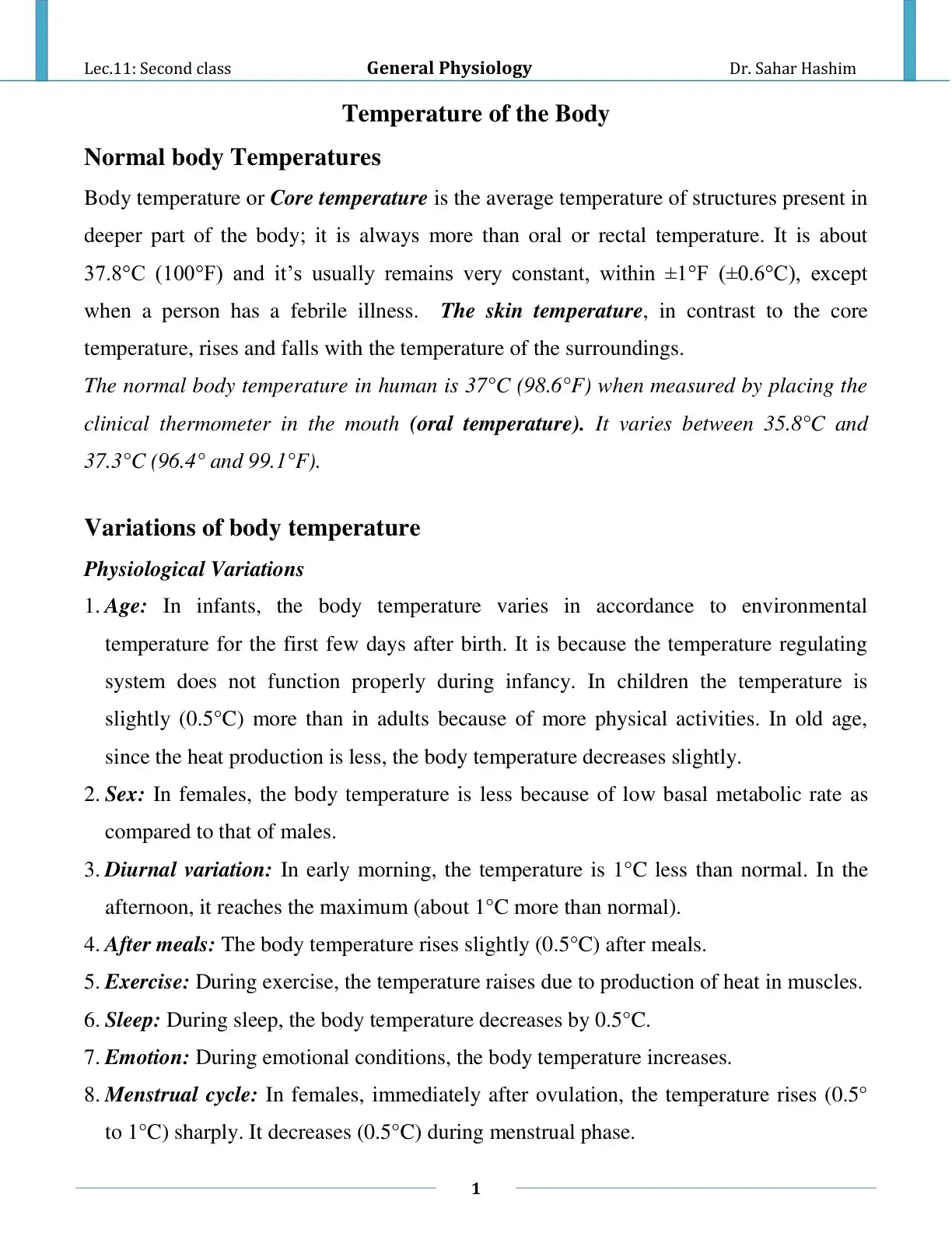 غلاف كتاب Lec.11: General Physiology - Temperature of the Body