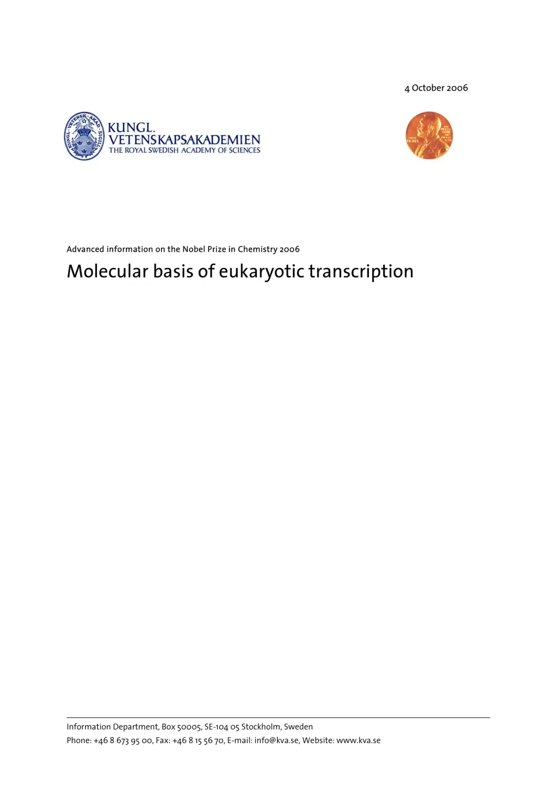 غلاف كتاب Molecular basis of eukaryotic transcription