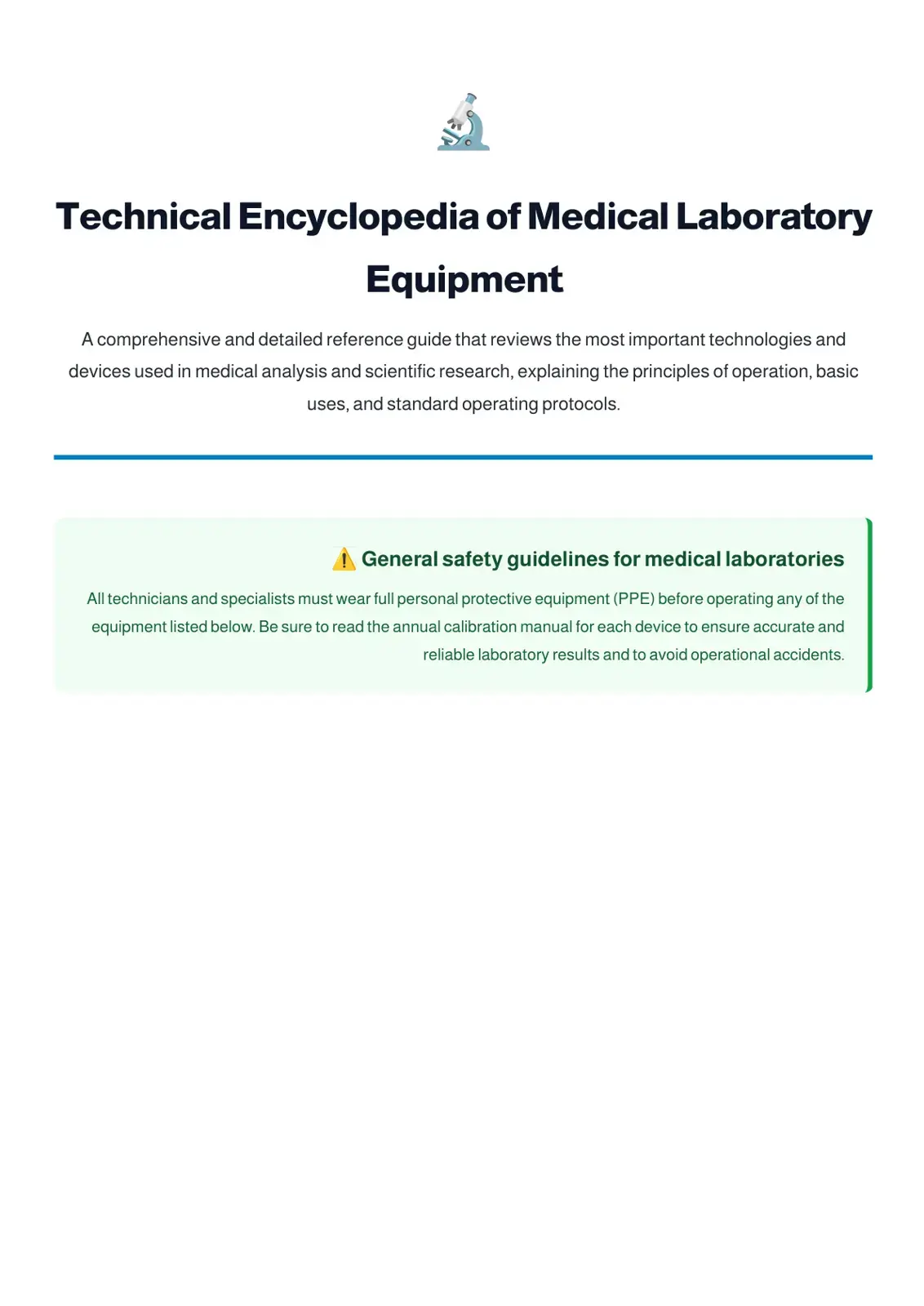 غلاف كتاب Technical Encyclopedia of Medical Laboratory Equipment