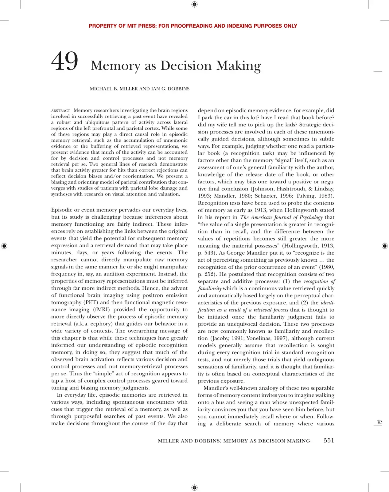 غلاف كتاب Memory as Decision Making