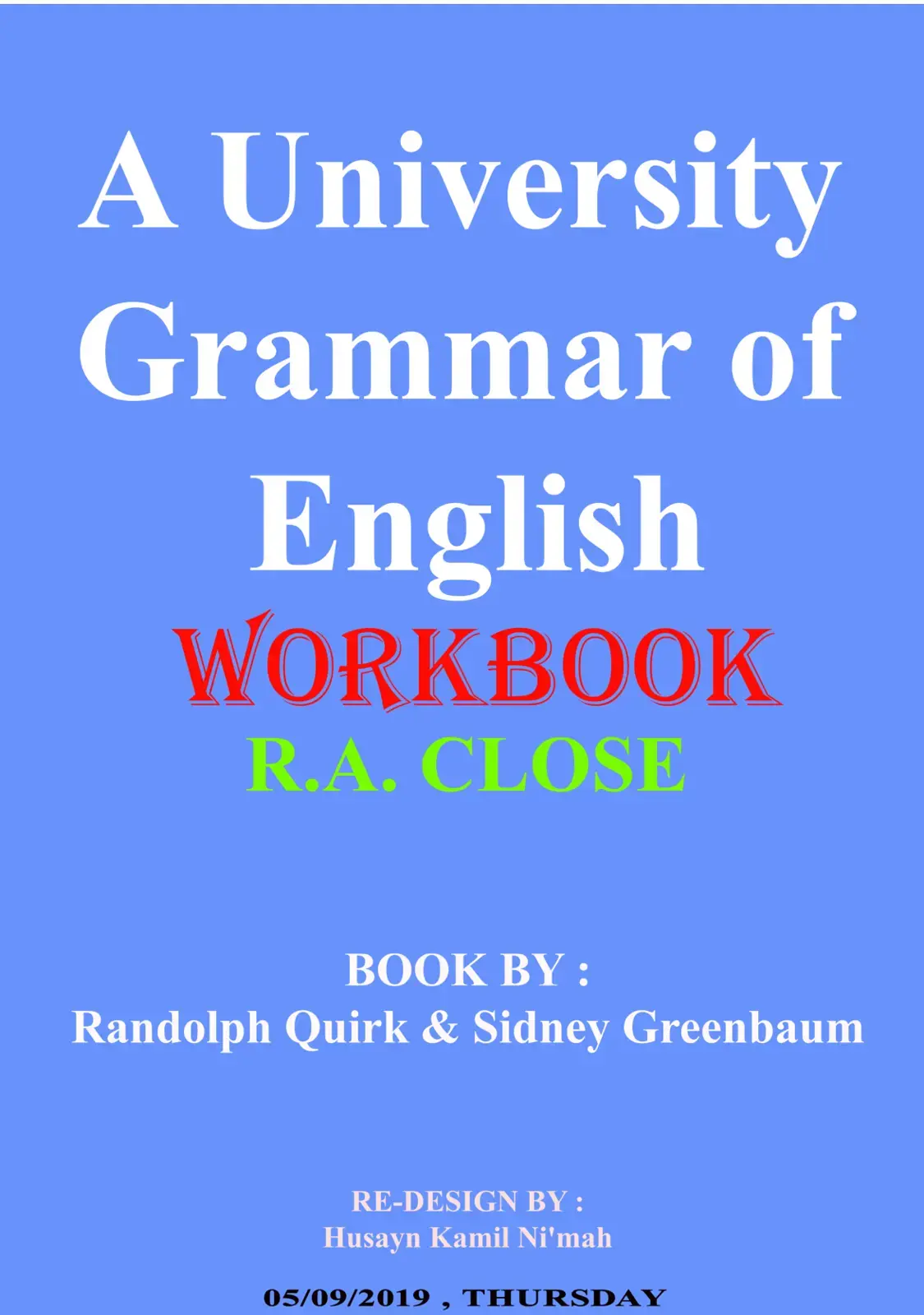 غلاف كتاب A University Grammar of English Workbook