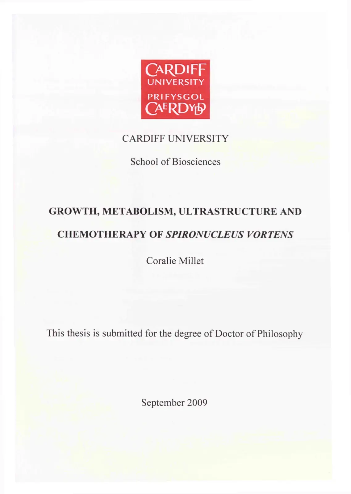 غلاف كتاب GROWTH, METABOLISM, ULTRASTRUCTURE AND CHEMOTHERAPY OF SPIRONUCLEUS VORTENS
