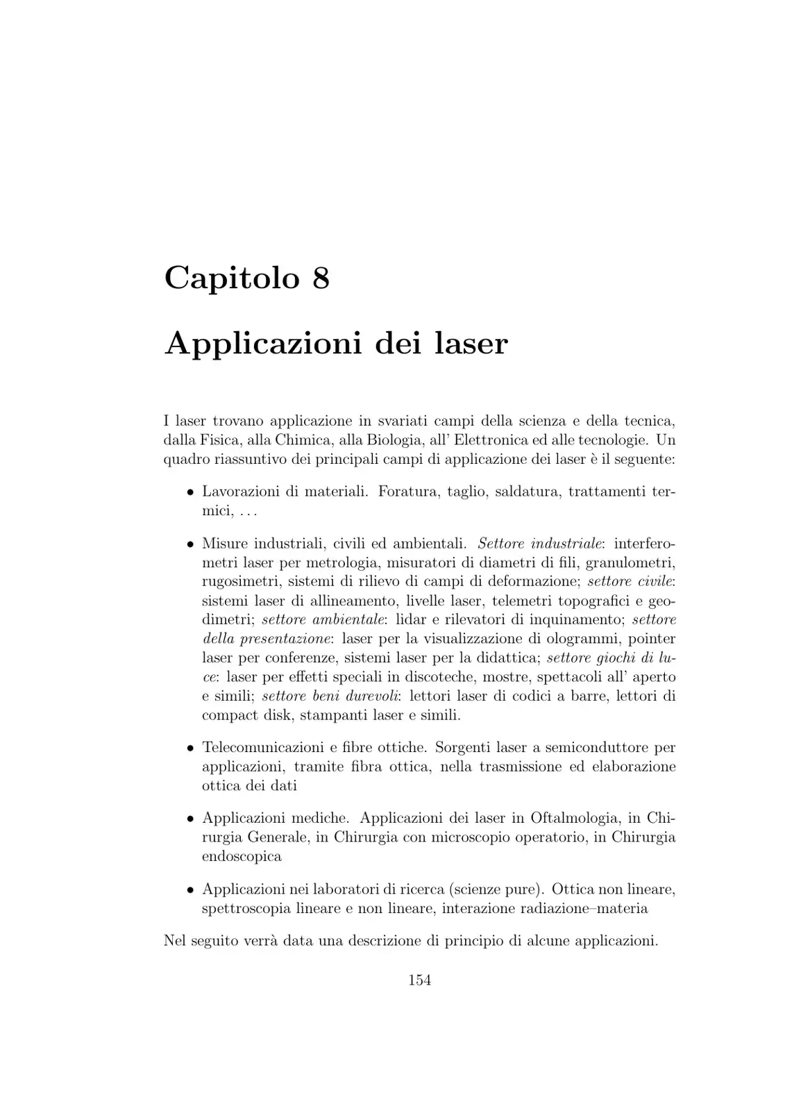 غلاف كتاب Capitolo 8 Applicazioni dei laser