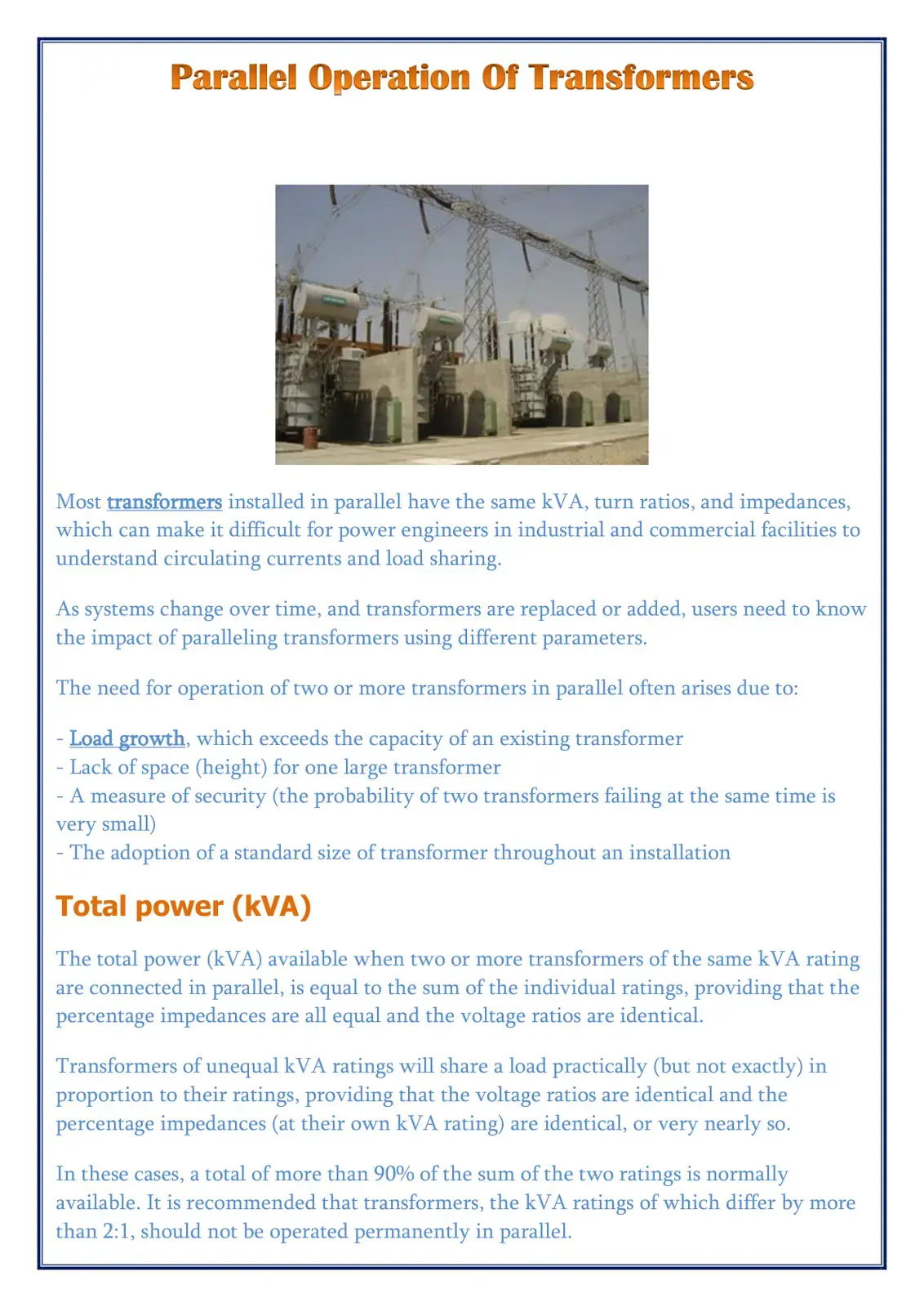 غلاف كتاب Parallel Operation Of Transformers