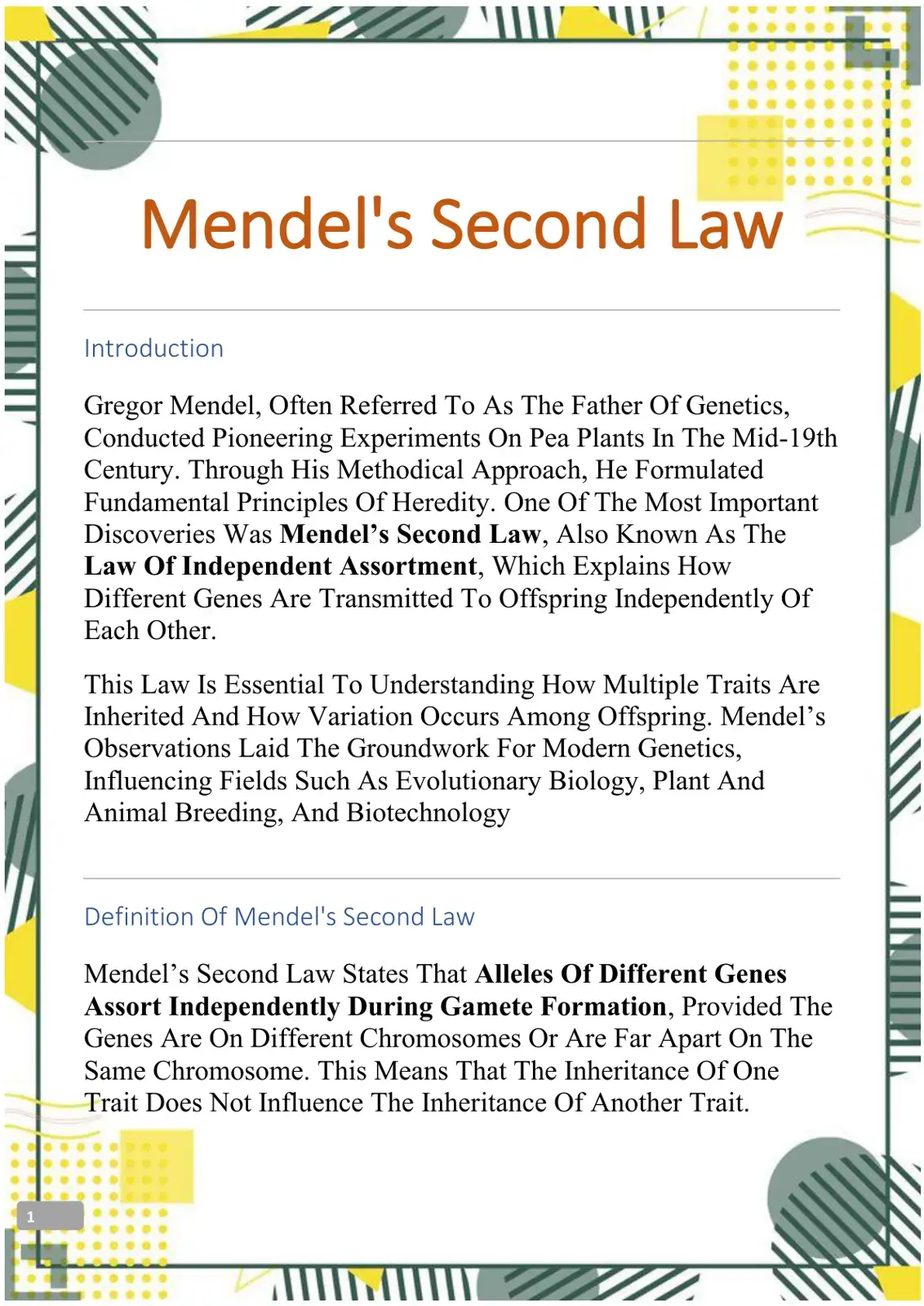 غلاف كتاب Mendel's Second Law