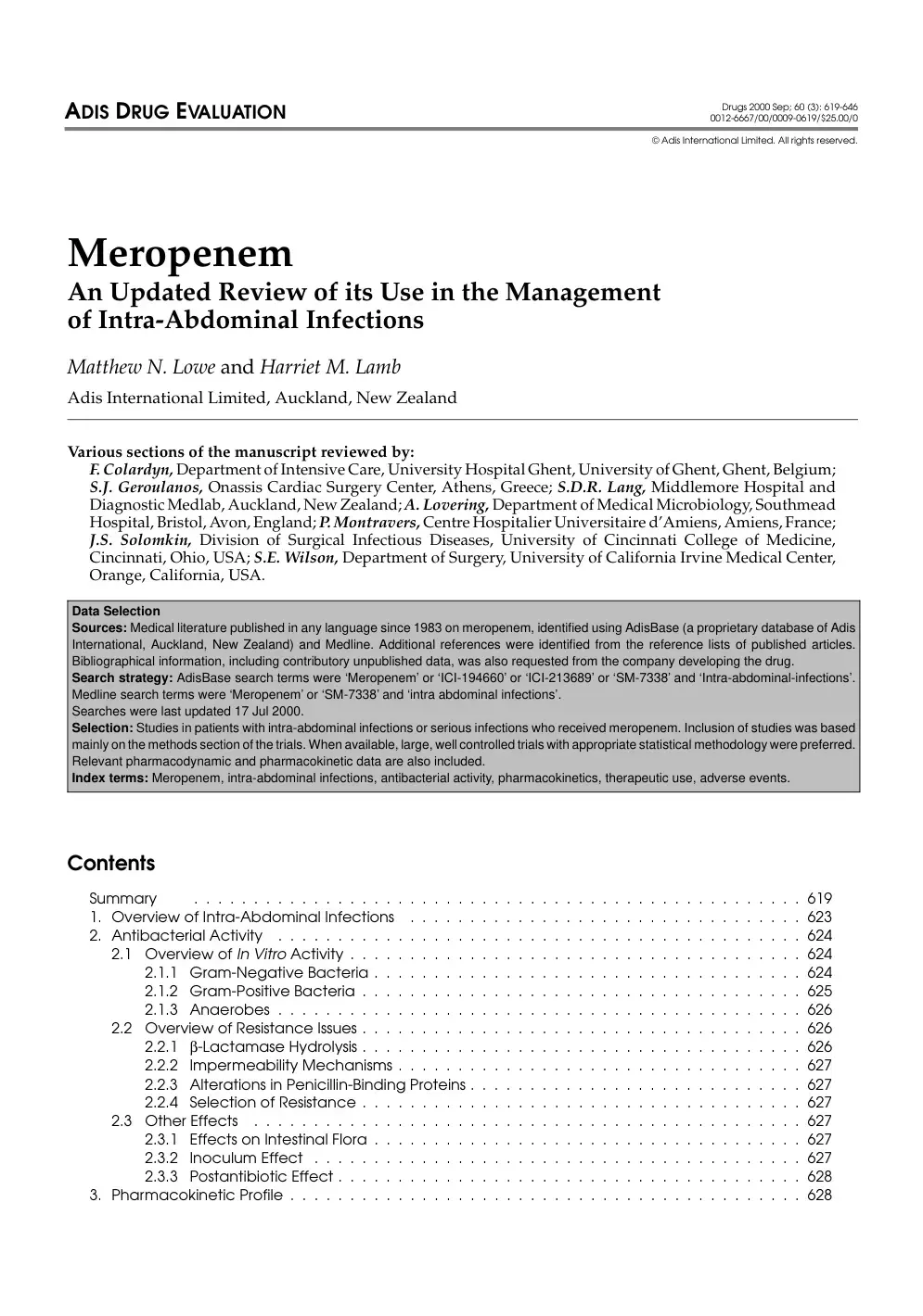 غلاف كتاب Meropenem An Updated Review of its Use in the Management of Intra-Abdominal Infections