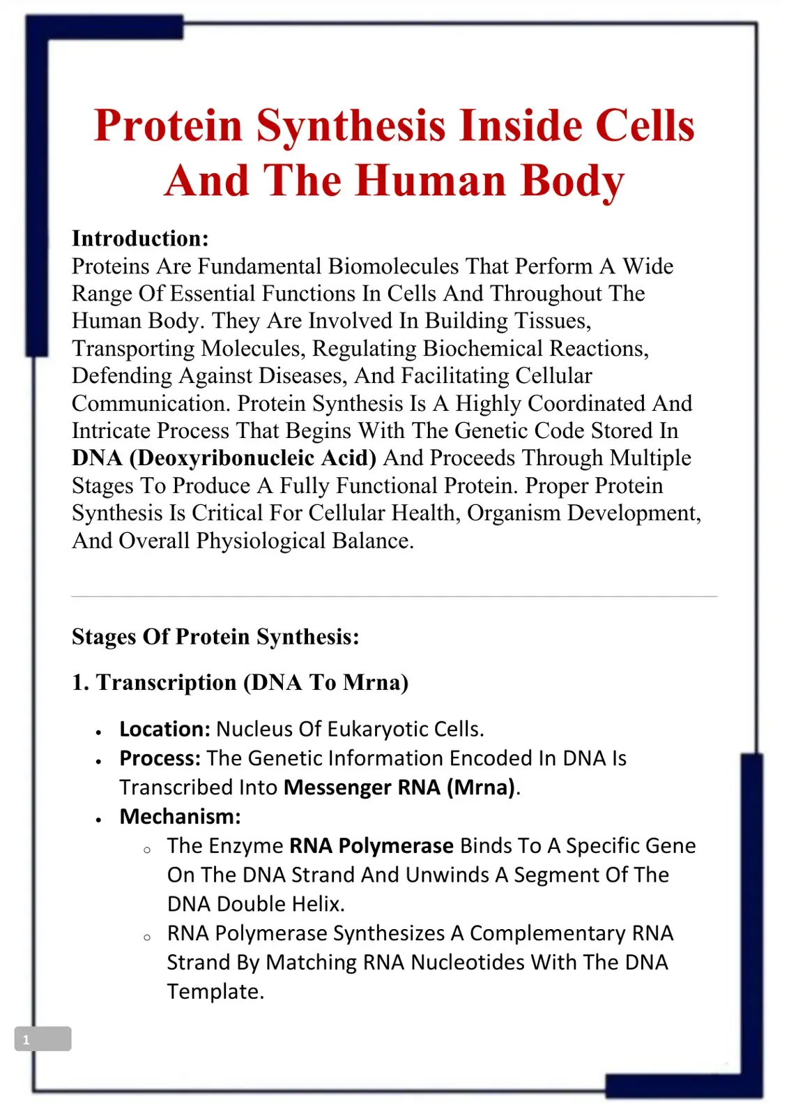 غلاف كتاب Protein Synthesis Inside Cells And The Human Body