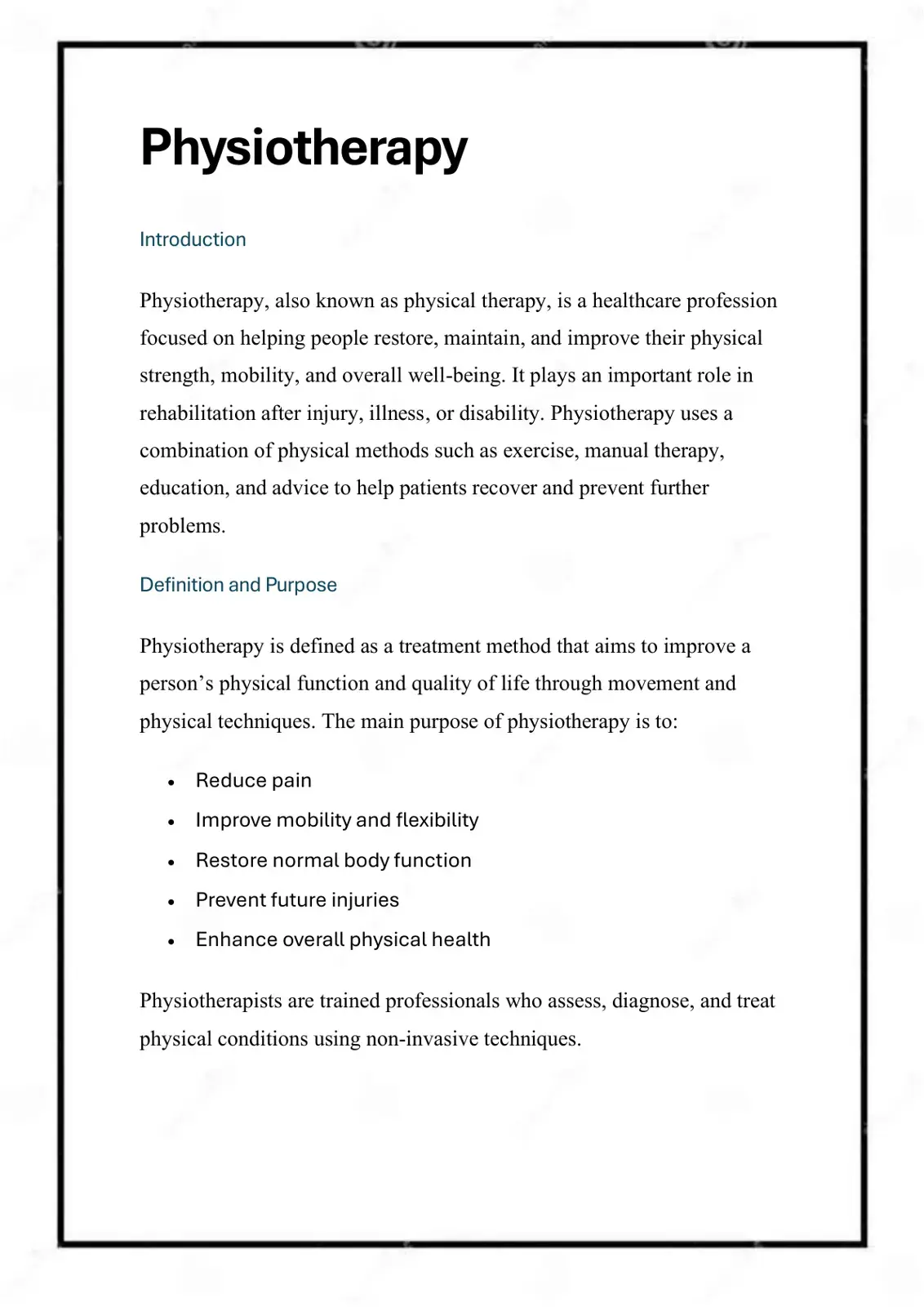 غلاف كتاب Physiotherapy Introduction