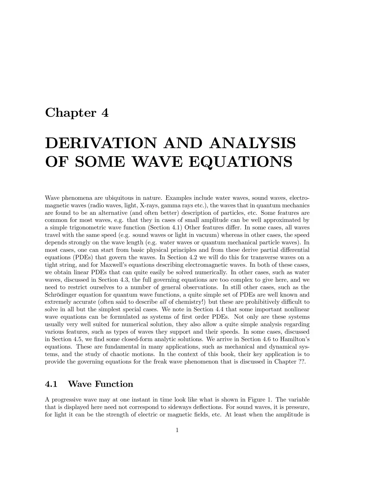 غلاف كتاب Chapter 4: Derivation and Analysis of Some Wave Equations