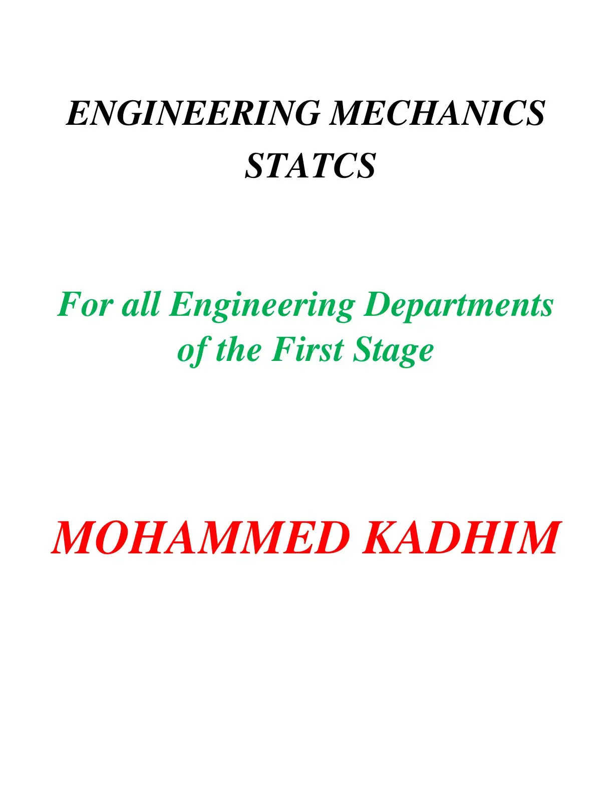 غلاف كتاب ENGINEERING MECHANICS STATICS