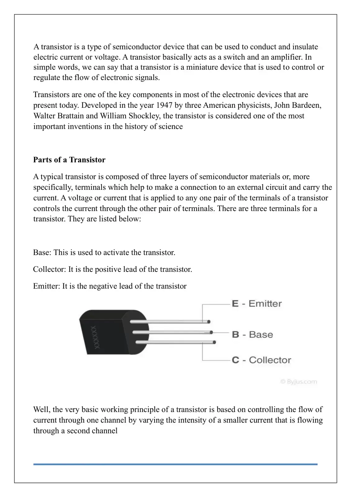 غلاف كتاب A Transistor and Its Importance