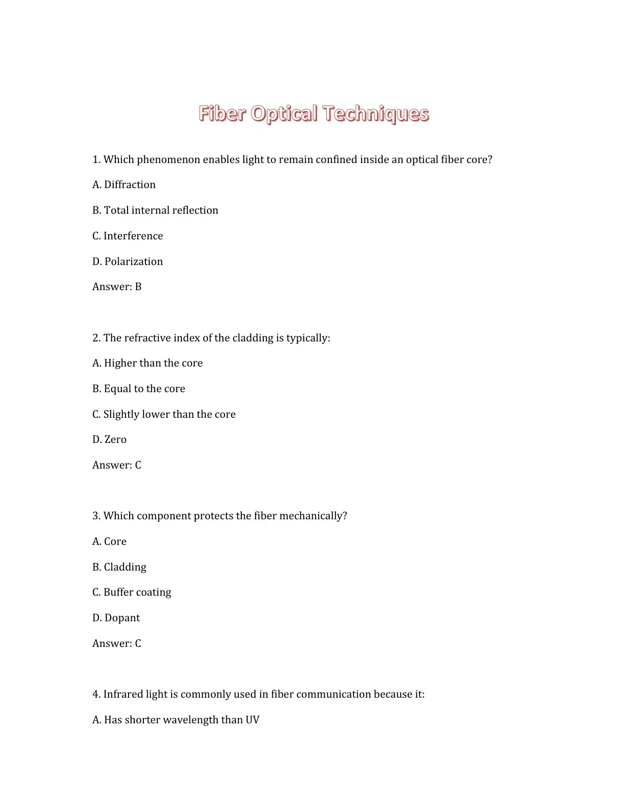 غلاف كتاب Fiber Optical Techniques