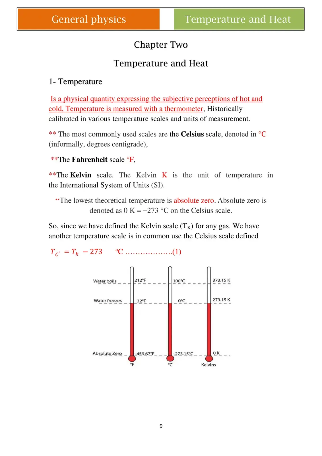 غلاف كتاب Temperature and Heat - Chapter Two