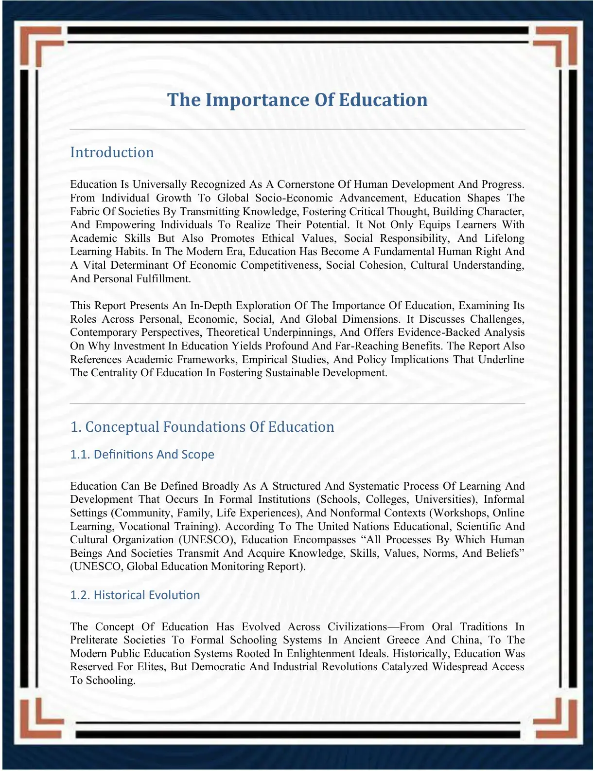 غلاف كتاب The Importance of Education