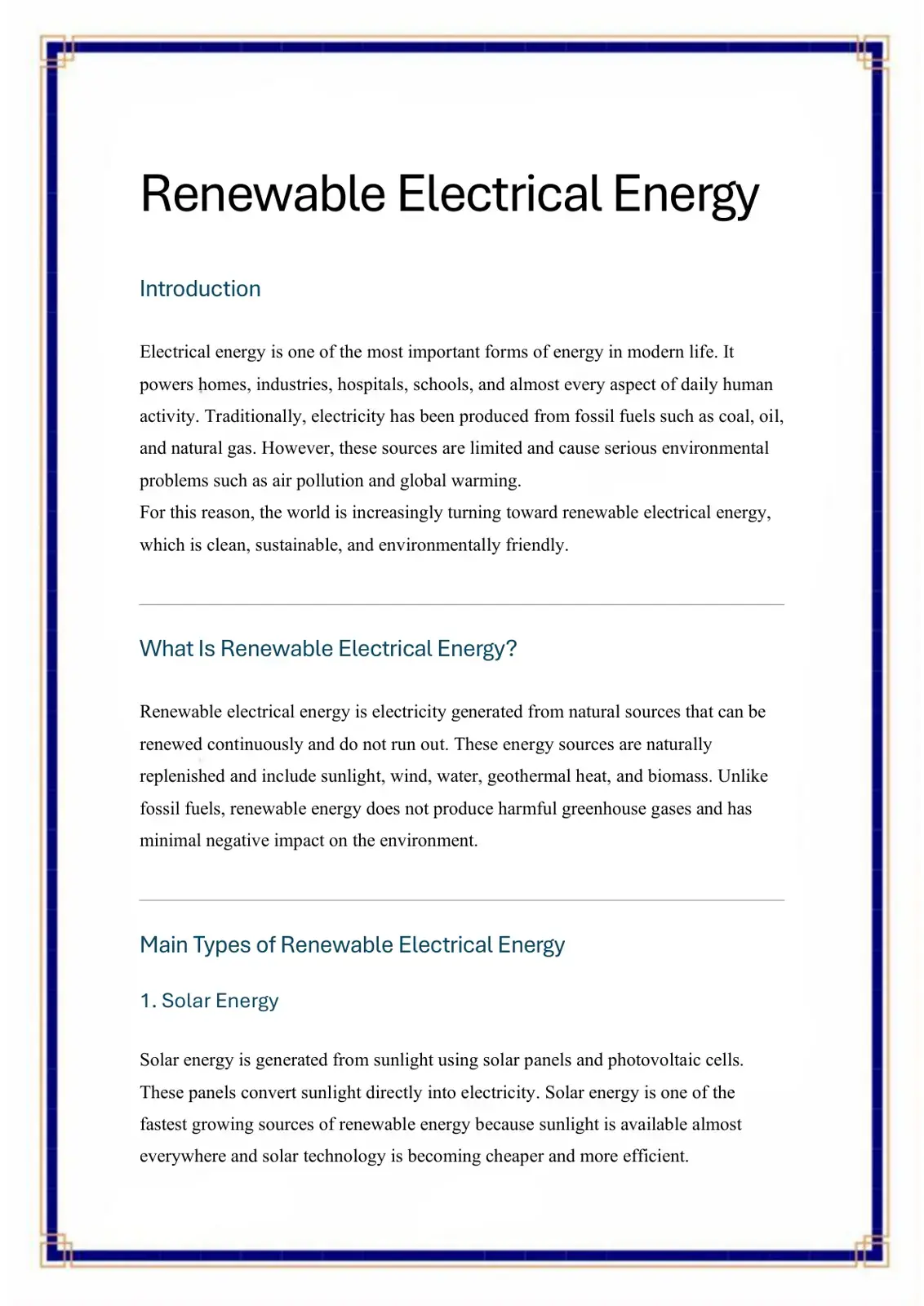 غلاف كتاب Renewable Electrical Energy