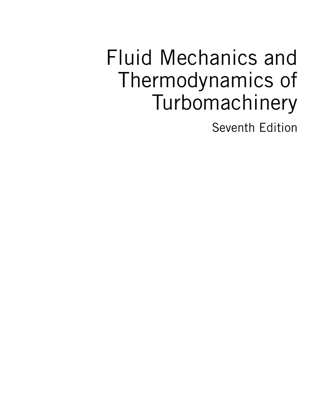 غلاف كتاب Fluid Mechanics and Thermodynamics of Turbomachinery