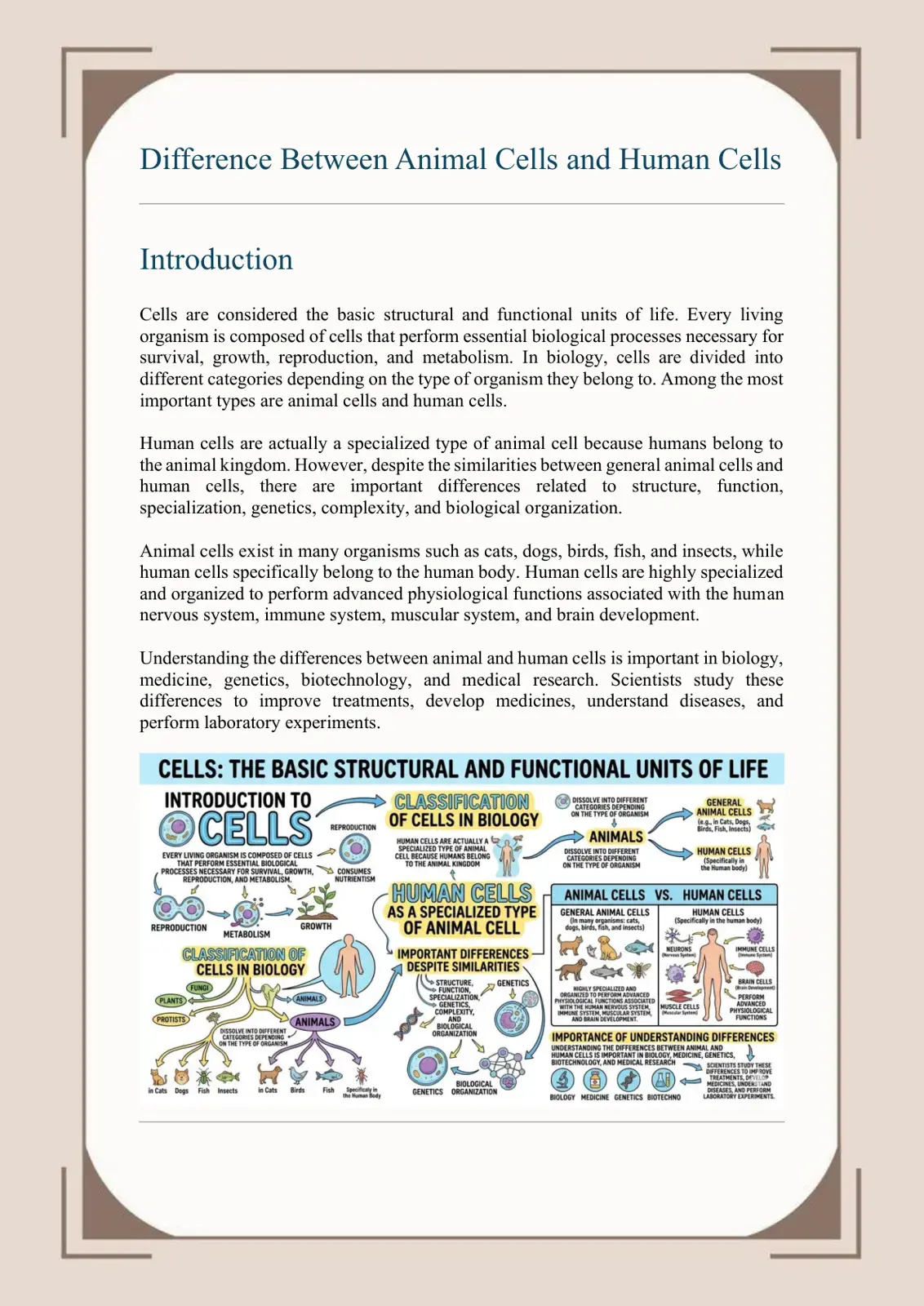 غلاف كتاب Difference Between Animal Cells and Human Cells