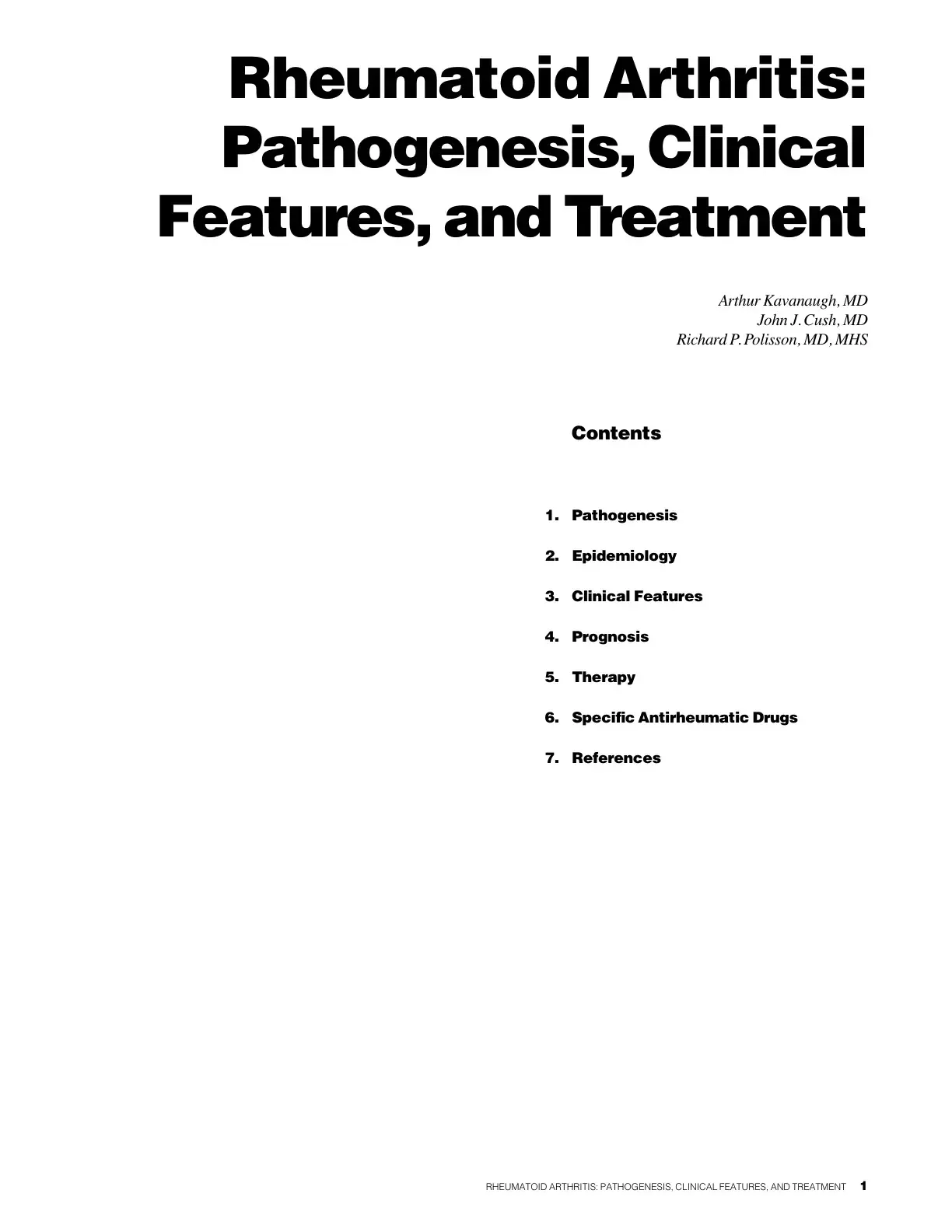غلاف كتاب Rheumatoid Arthritis: Pathogenesis, Clinical Features, and Treatment