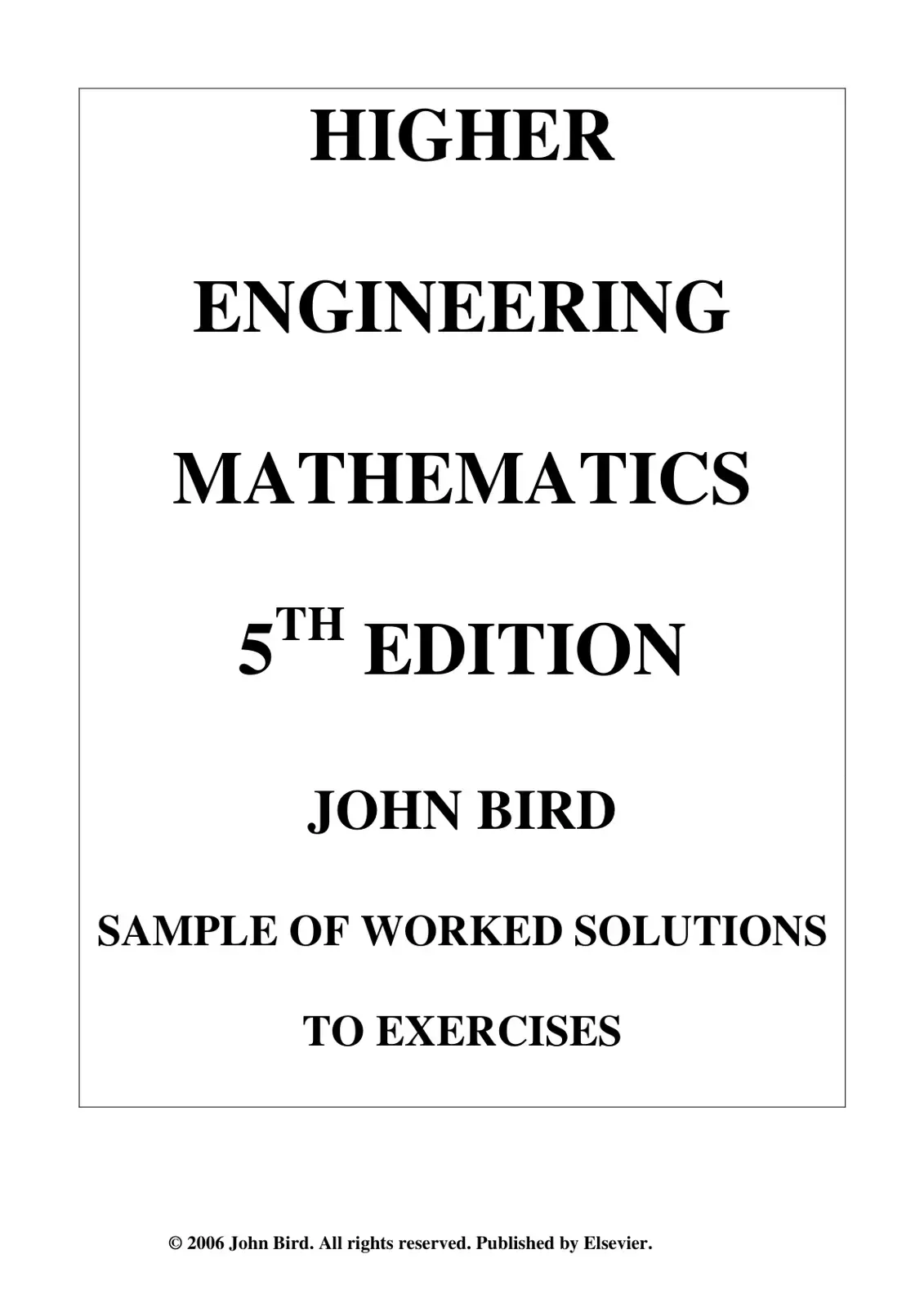 غلاف كتاب HIGHER ENGINEERING MATHEMATICS
