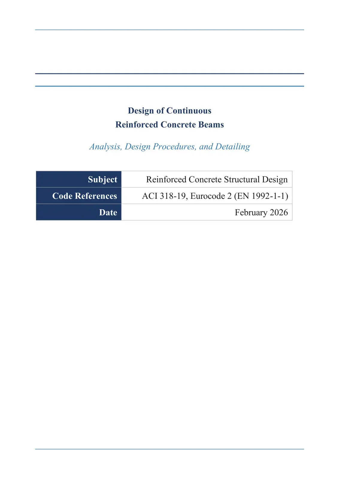 غلاف كتاب Design of Continuous Reinforced Concrete Beams