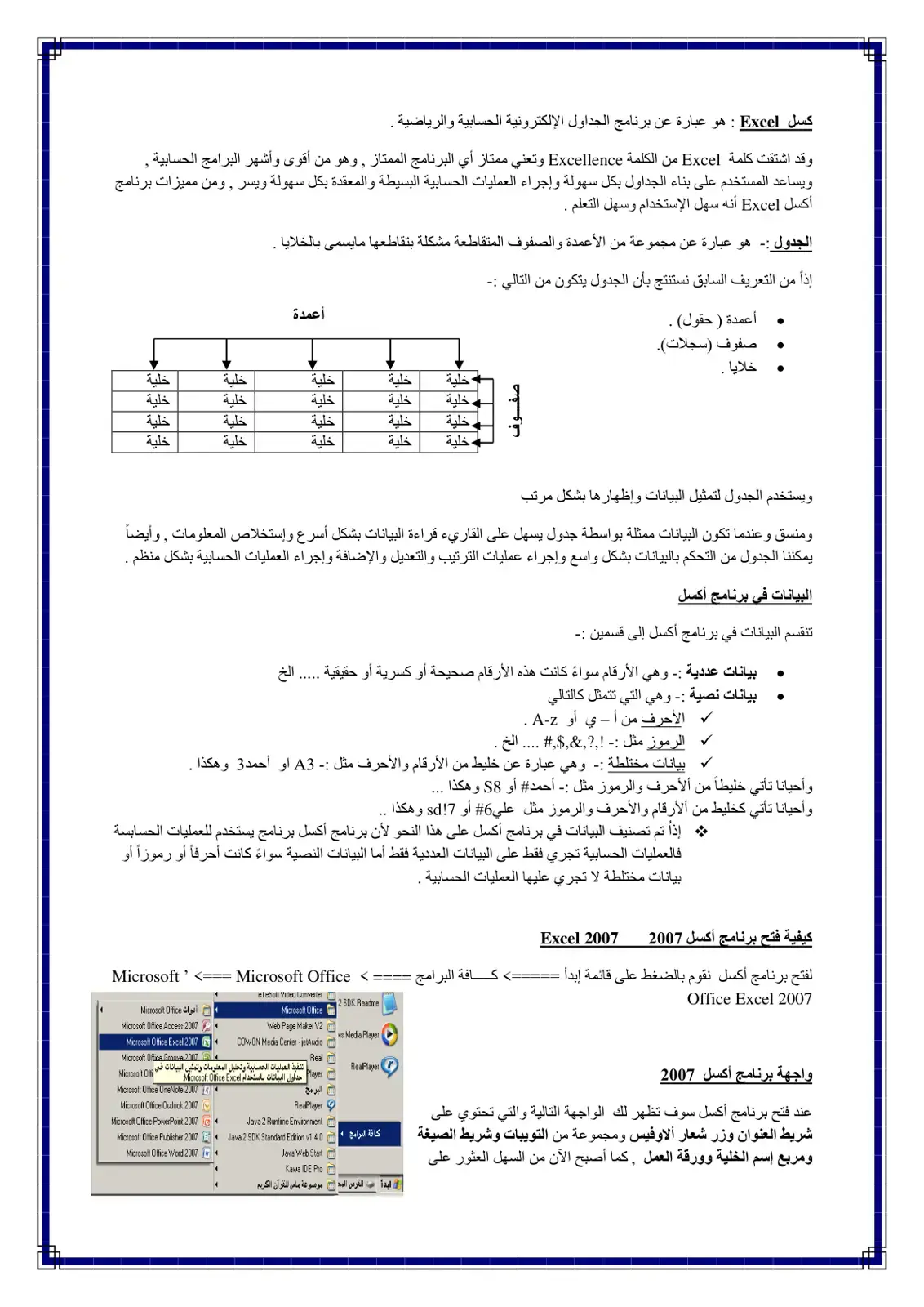غلاف كتاب الجداول الإلكترونية في برنامج Excel