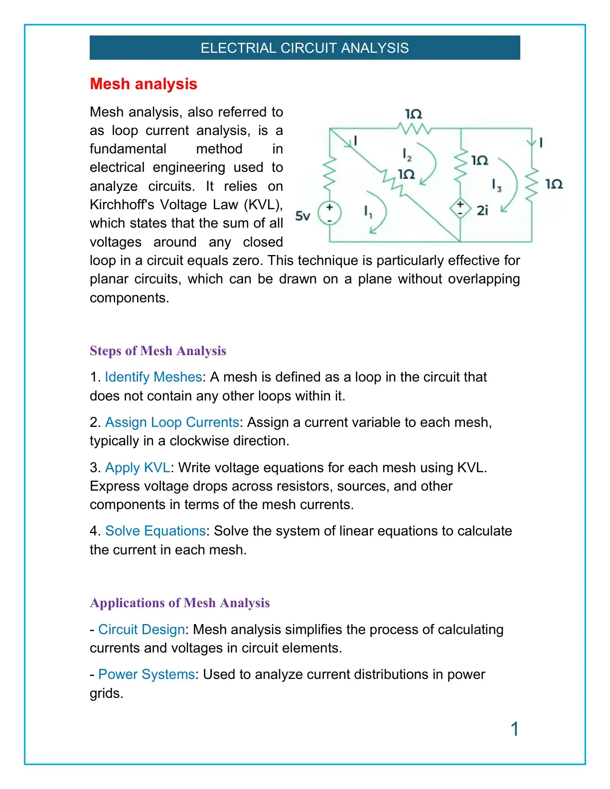 غلاف كتاب Mesh Analysis