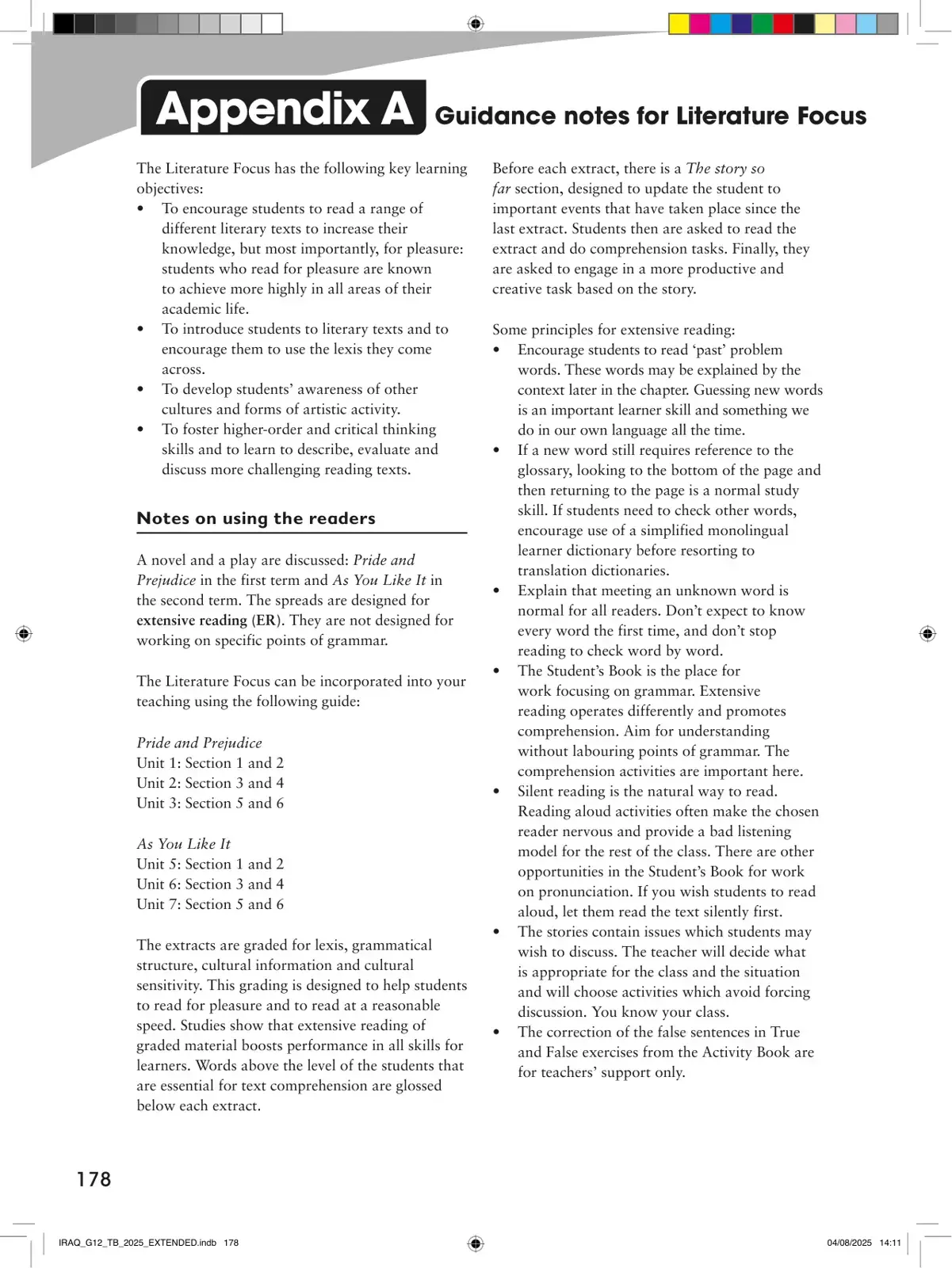 غلاف كتاب English Language Textbook - Guidance Notes for Literature Focus
