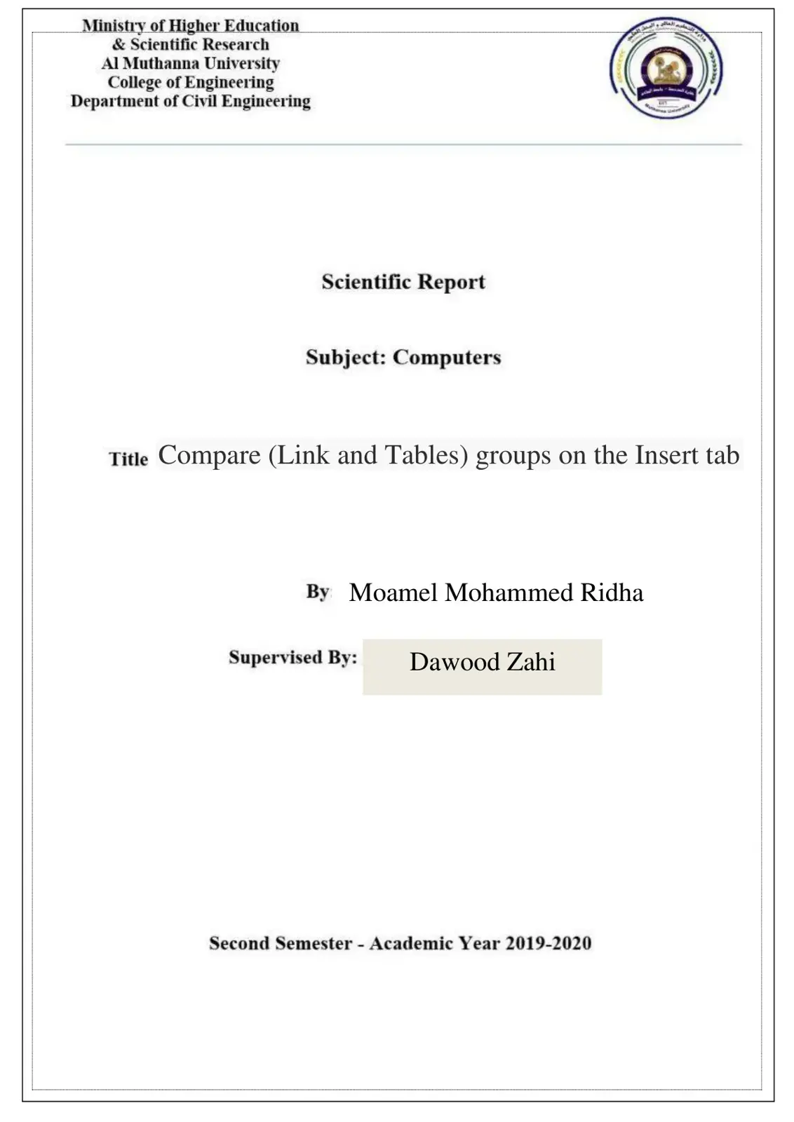 غلاف كتاب Compare (Link and Tables) groups on the Insert tab