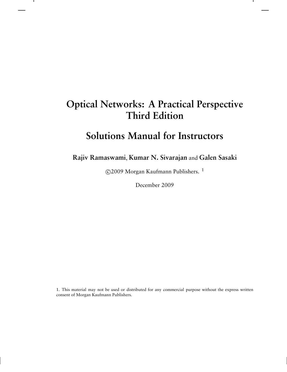 غلاف كتاب Optical Networks: A Practical Perspective