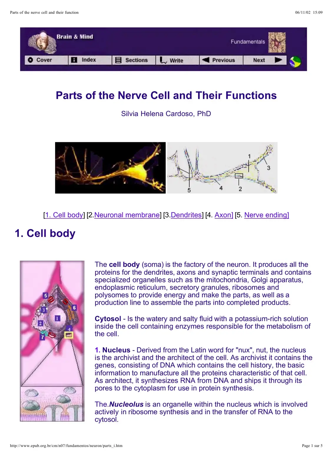 غلاف كتاب Parts of the Nerve Cell and Their Functions