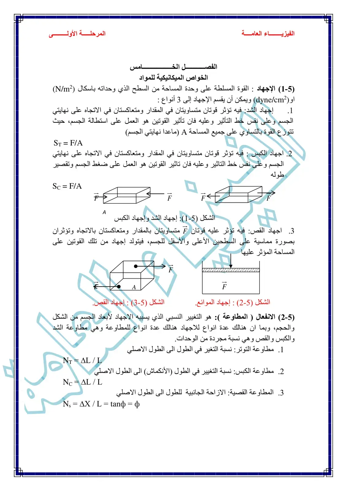 غلاف كتاب الفيزياء العامة – الفصل الخامس: الخواص الميكانيكية للمواد