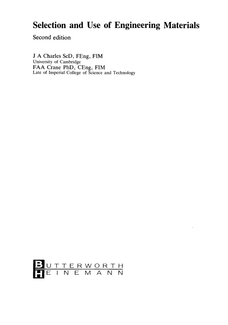 غلاف كتاب Selection and Use of Engineering Materials