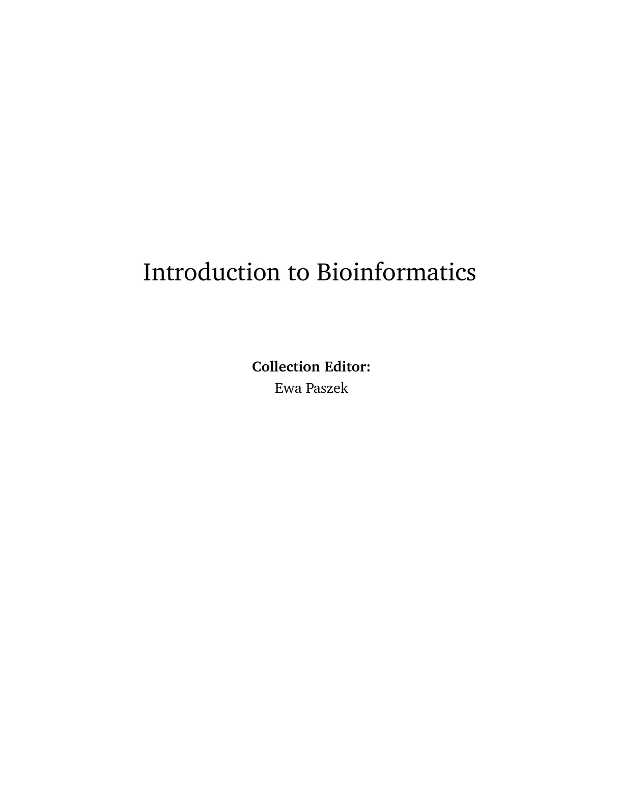 غلاف كتاب Introduction to Bioinformatics