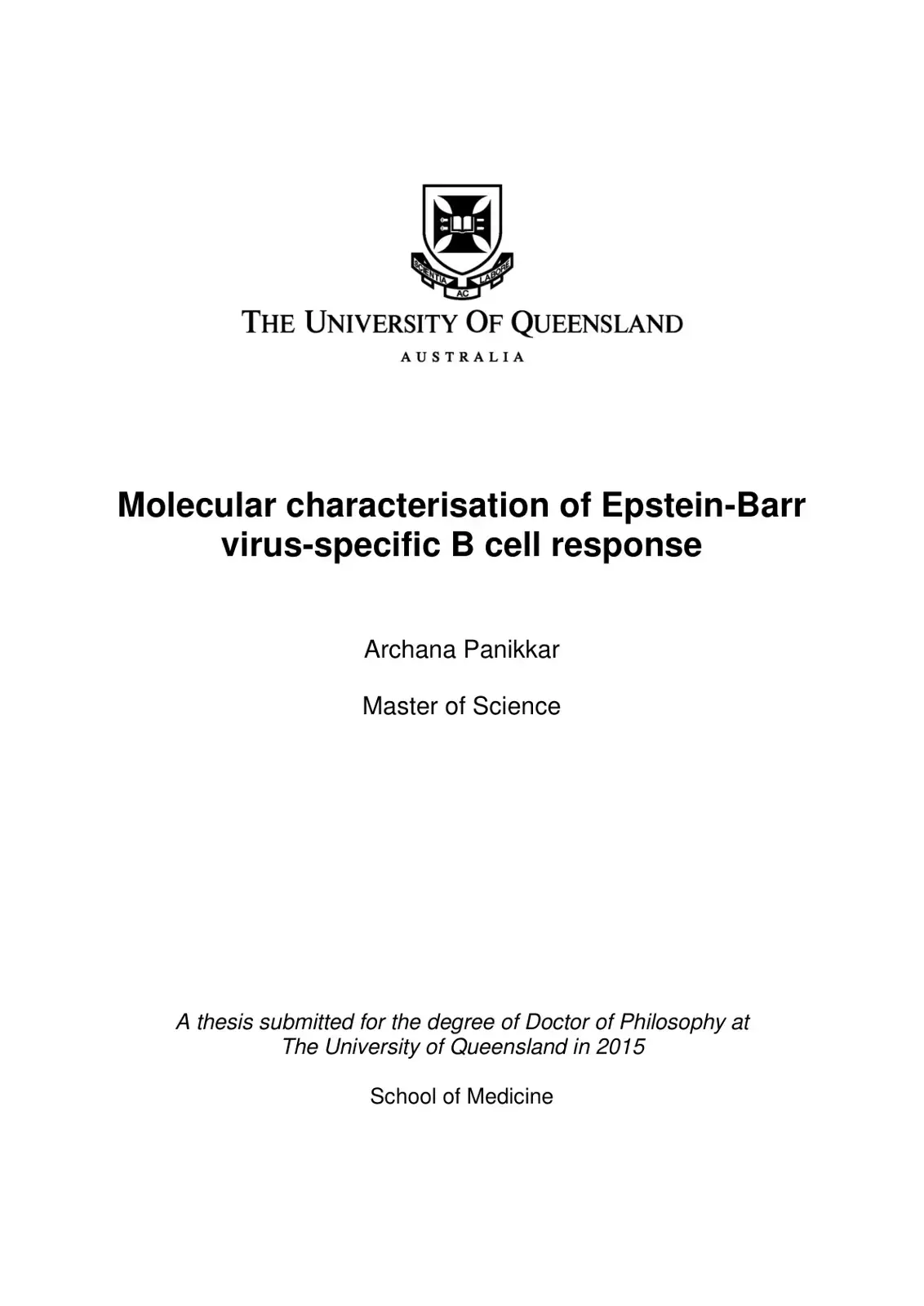 غلاف كتاب Molecular characterisation of Epstein-Barr virus-specific B cell response