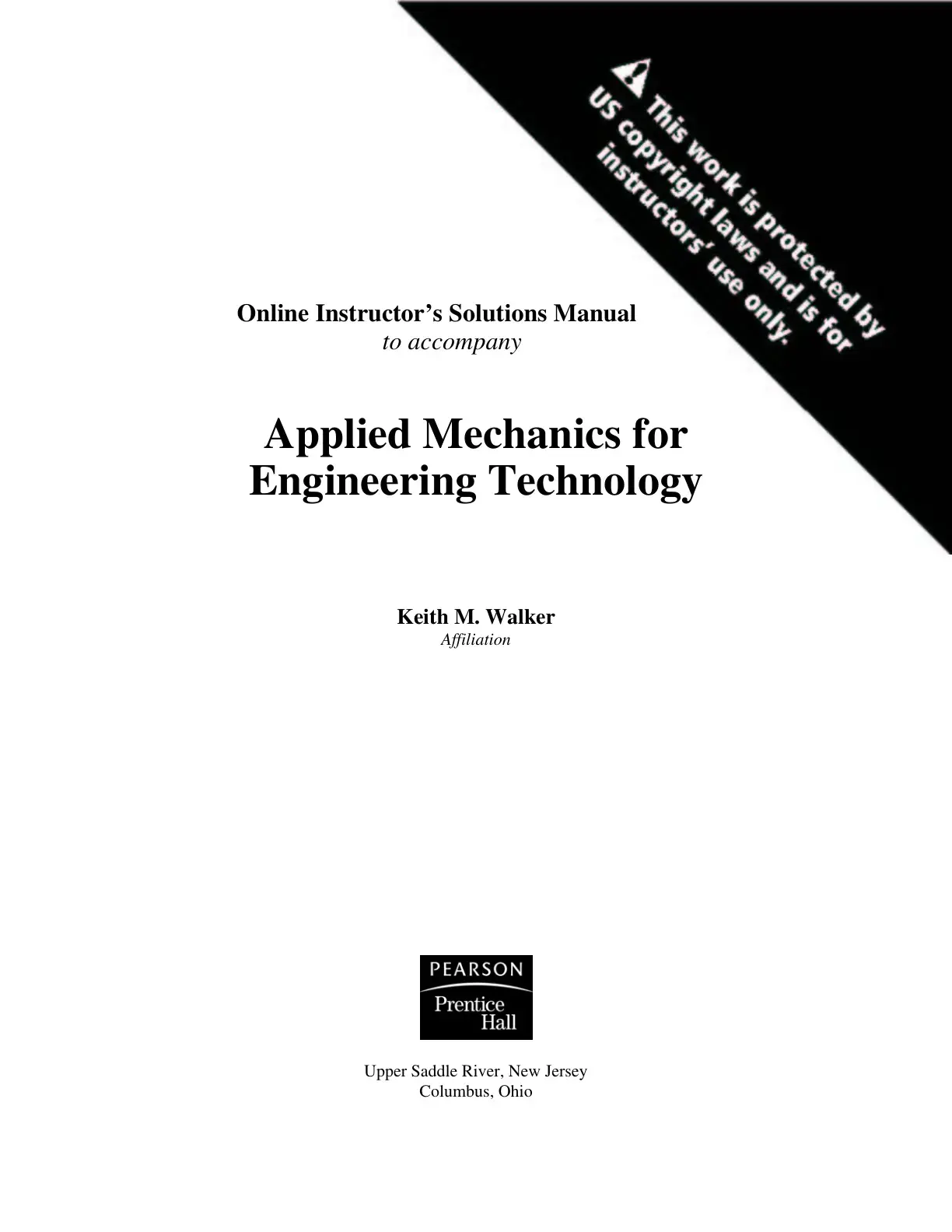 غلاف كتاب Applied Mechanics for Engineering Technology