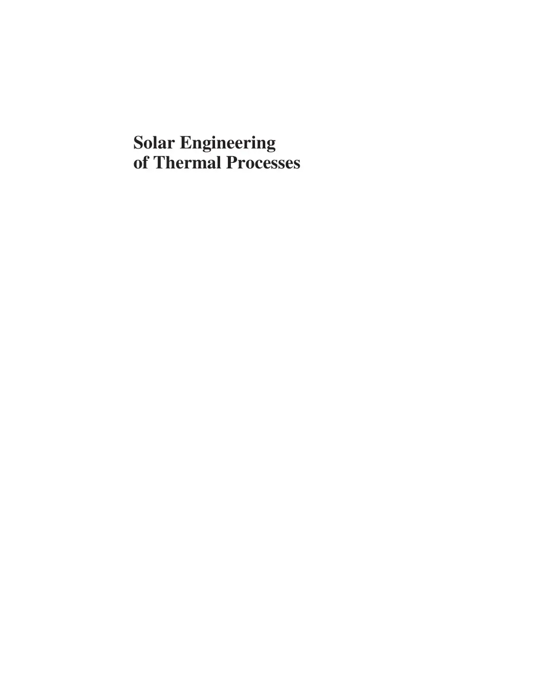 غلاف كتاب Solar Engineering of Thermal Processes