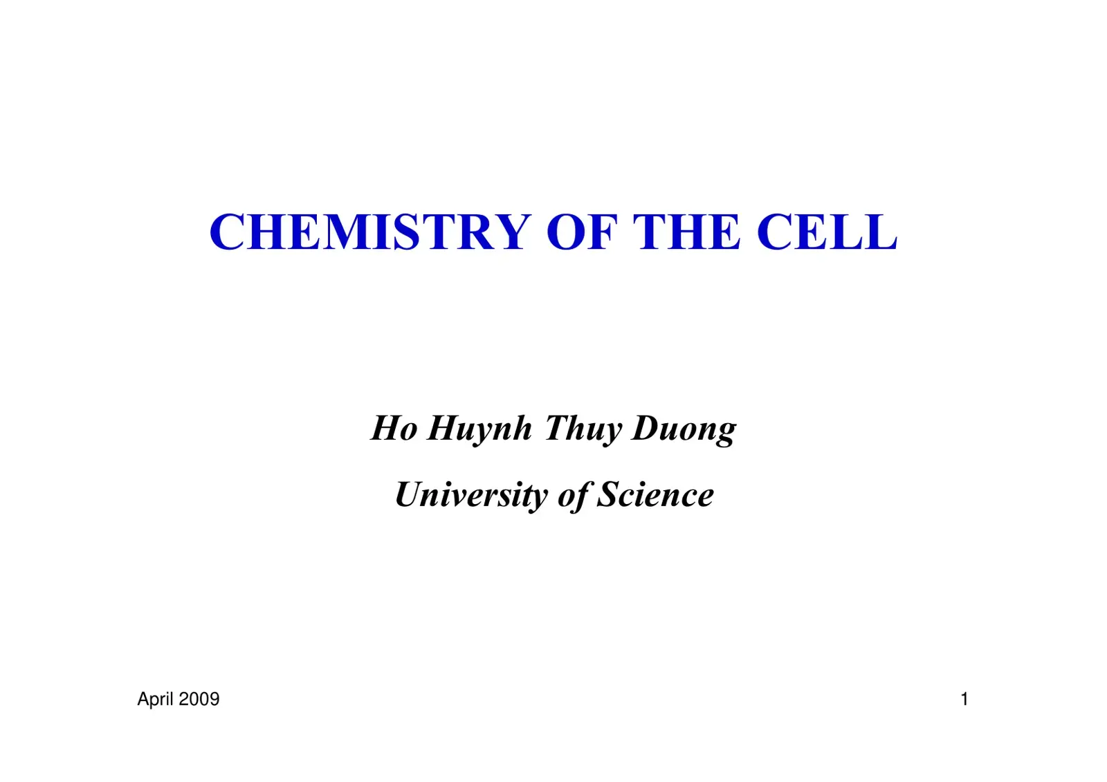 غلاف كتاب CHEMISTRY OF THE CELL