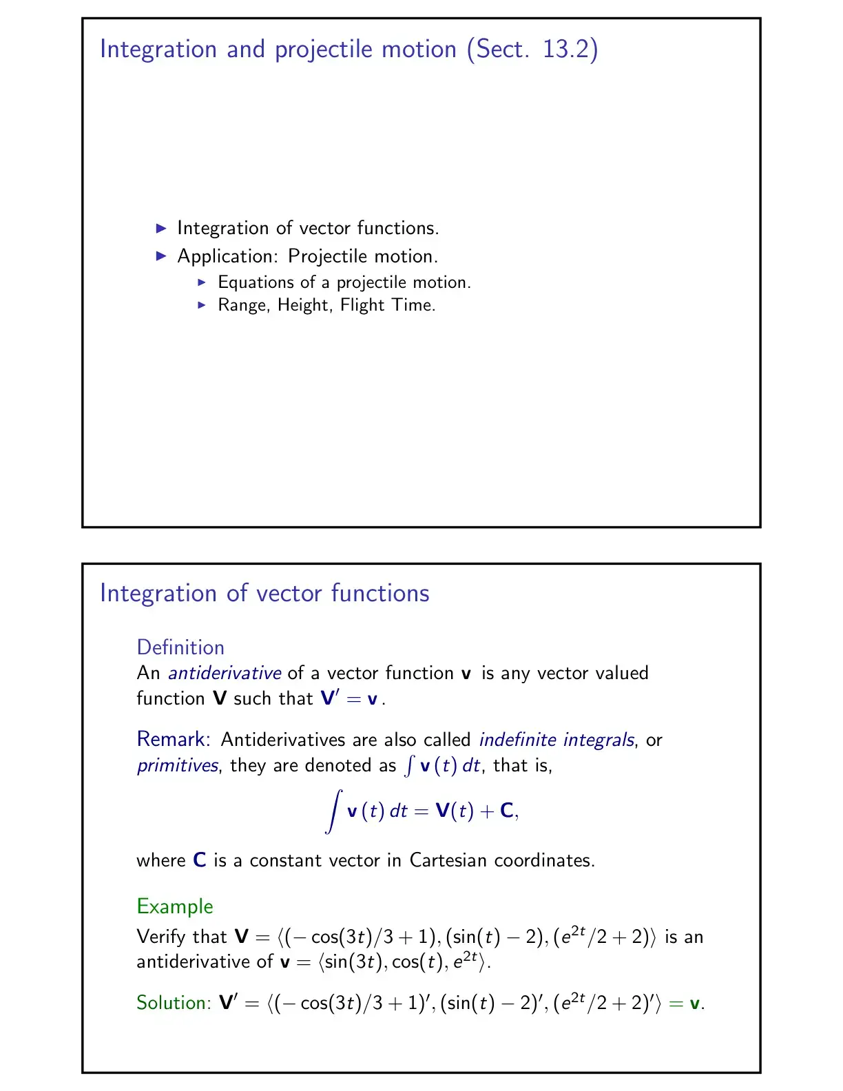 غلاف كتاب Integration and projectile motion