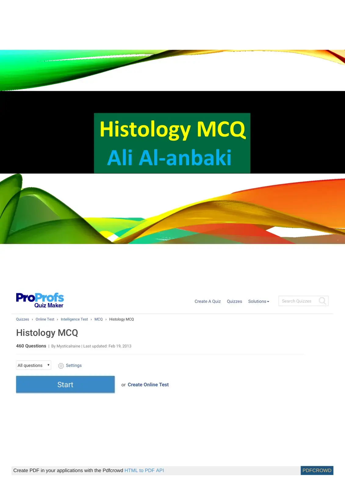 غلاف كتاب Histology MCQ
