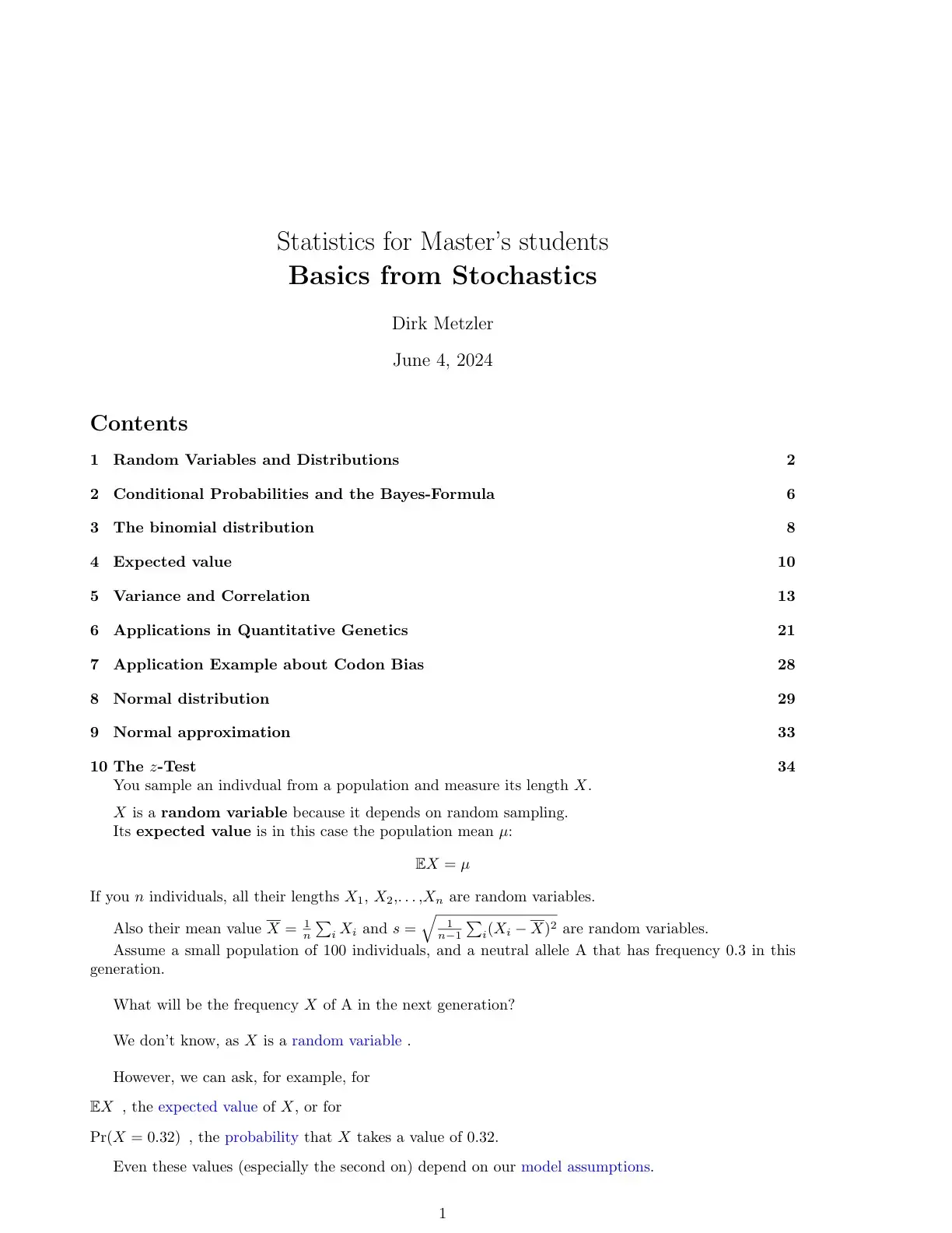 غلاف كتاب Statistics for Master's Students: Basics from Stochastics