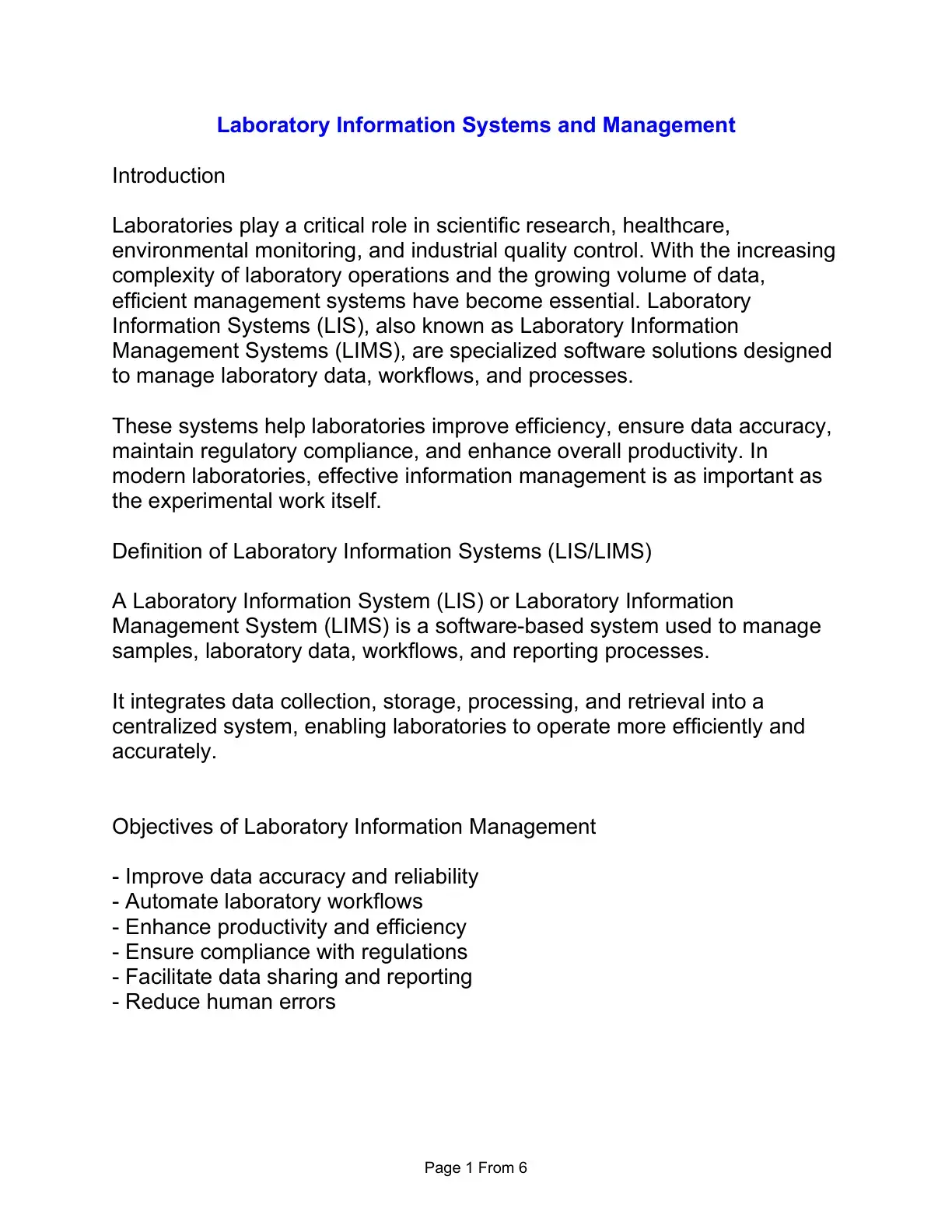 غلاف كتاب Laboratory Information Systems and Management
