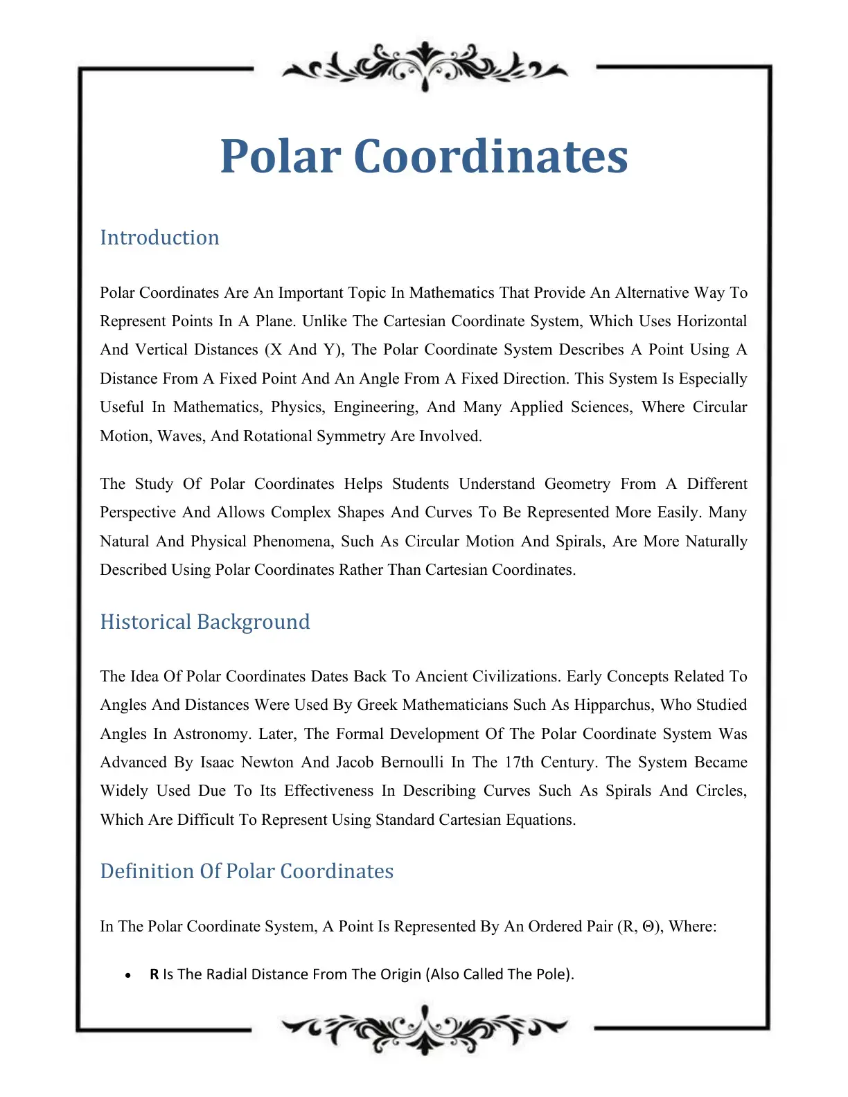 غلاف كتاب Polar Coordinates