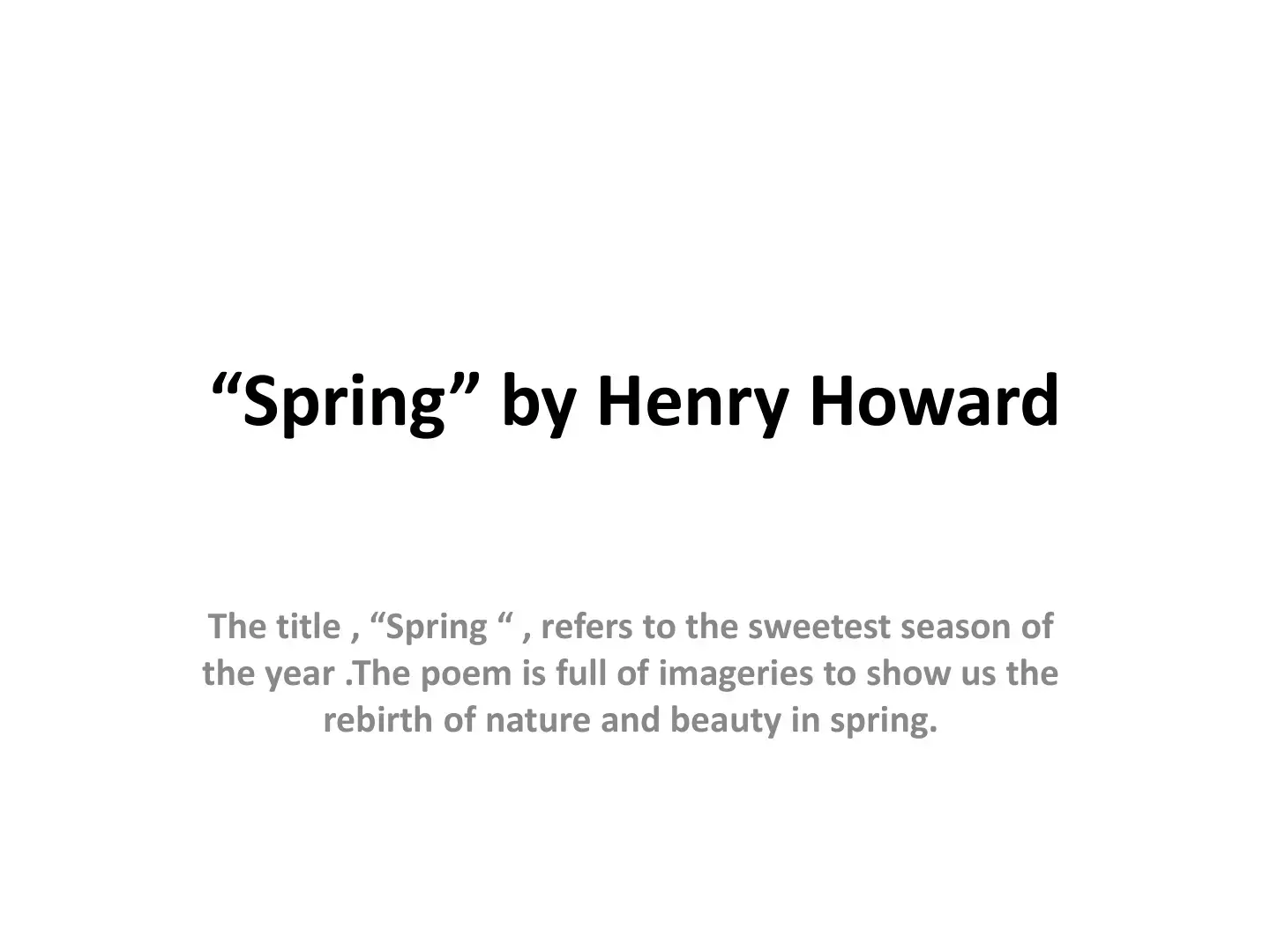 غلاف كتاب "Spring" by Henry Howard