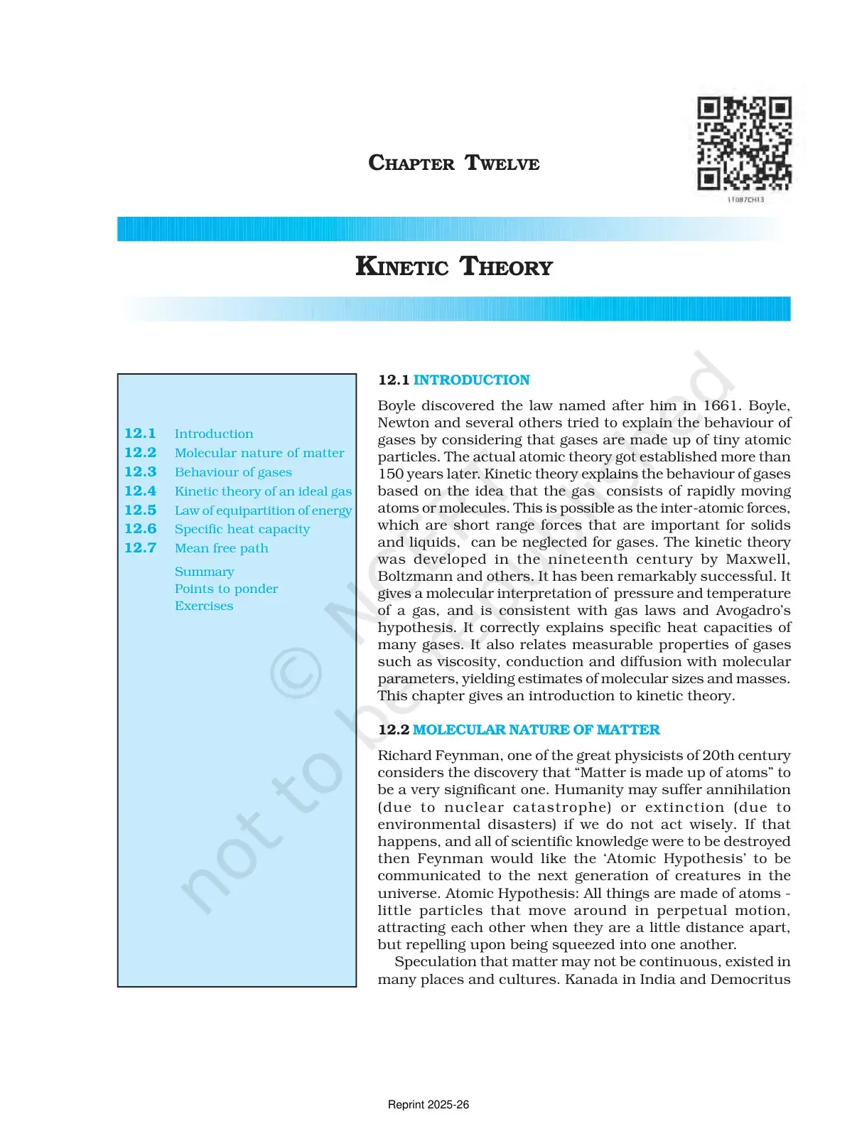 غلاف كتاب CHAPTER TWELVE: KINETIC THEORY