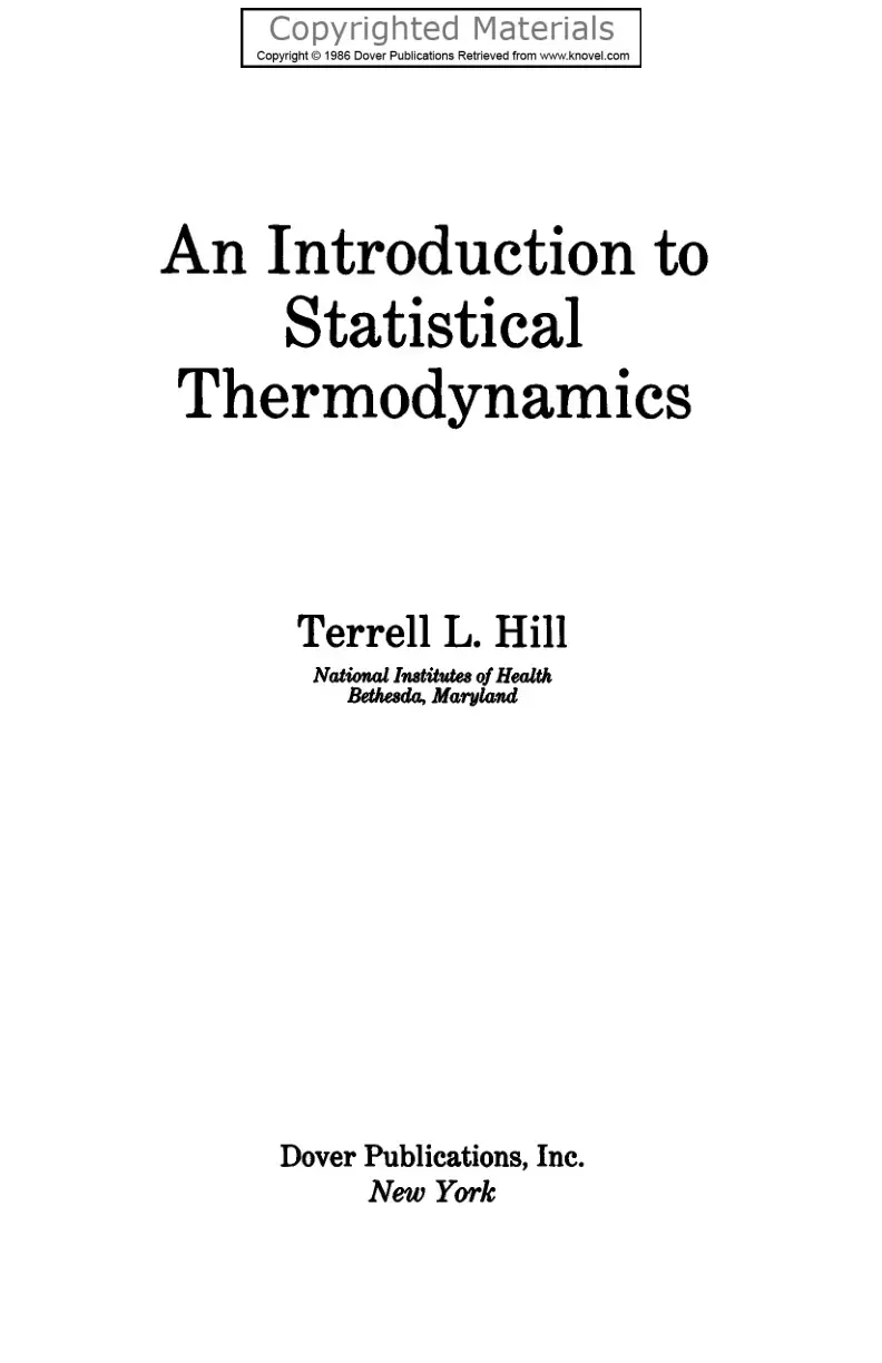 غلاف كتاب An Introduction to Statistical Thermodynamics