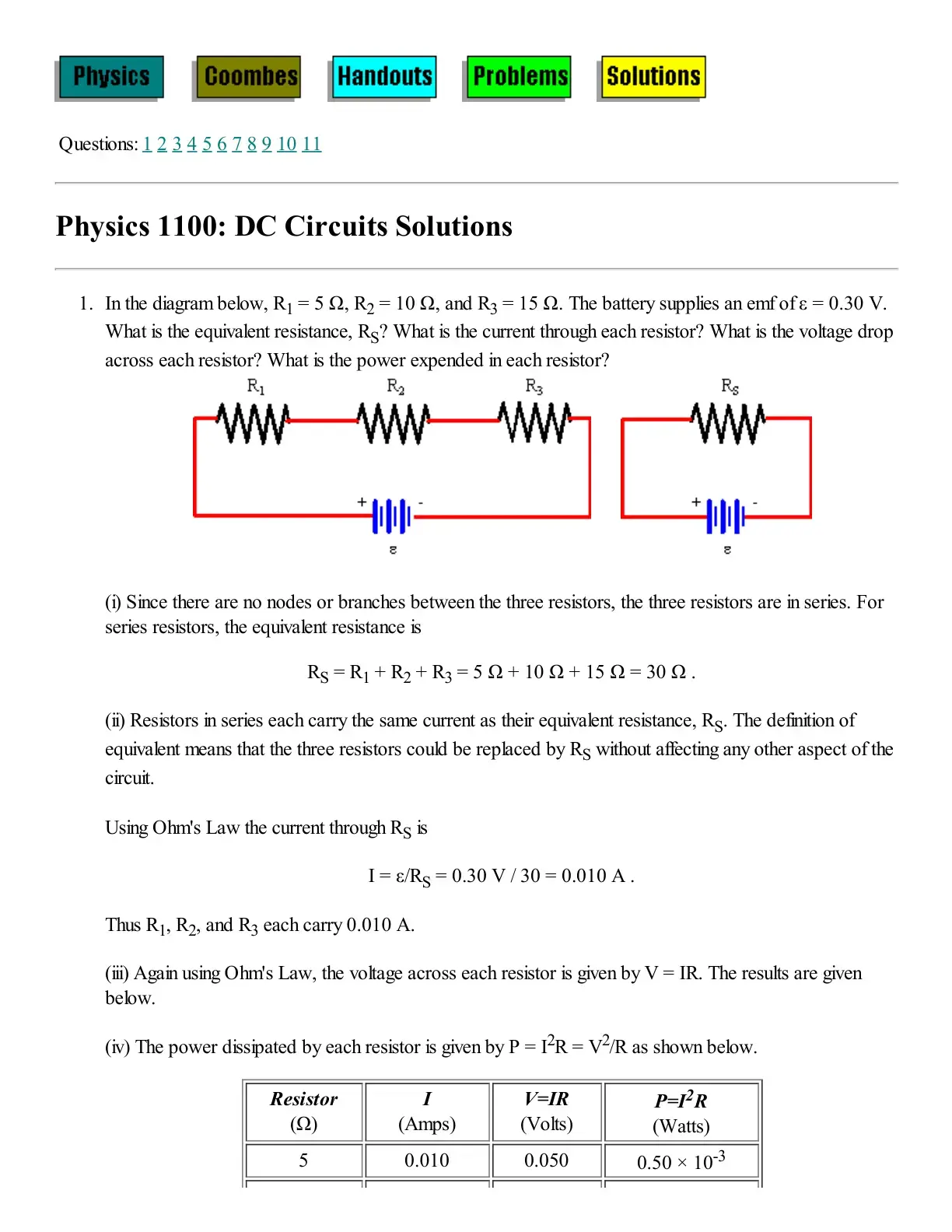 غلاف كتاب Physics Coombes Handouts Problems Solutions