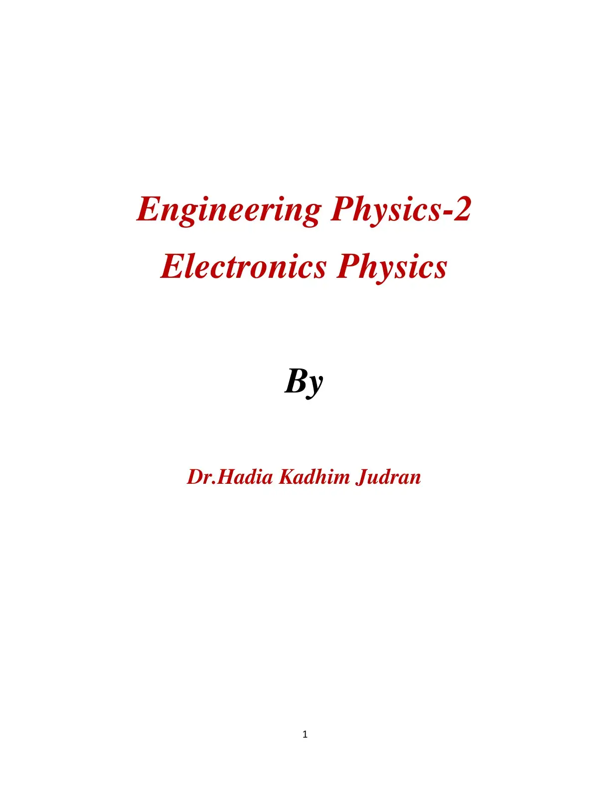 غلاف كتاب Engineering Physics-2 Electronics Physics